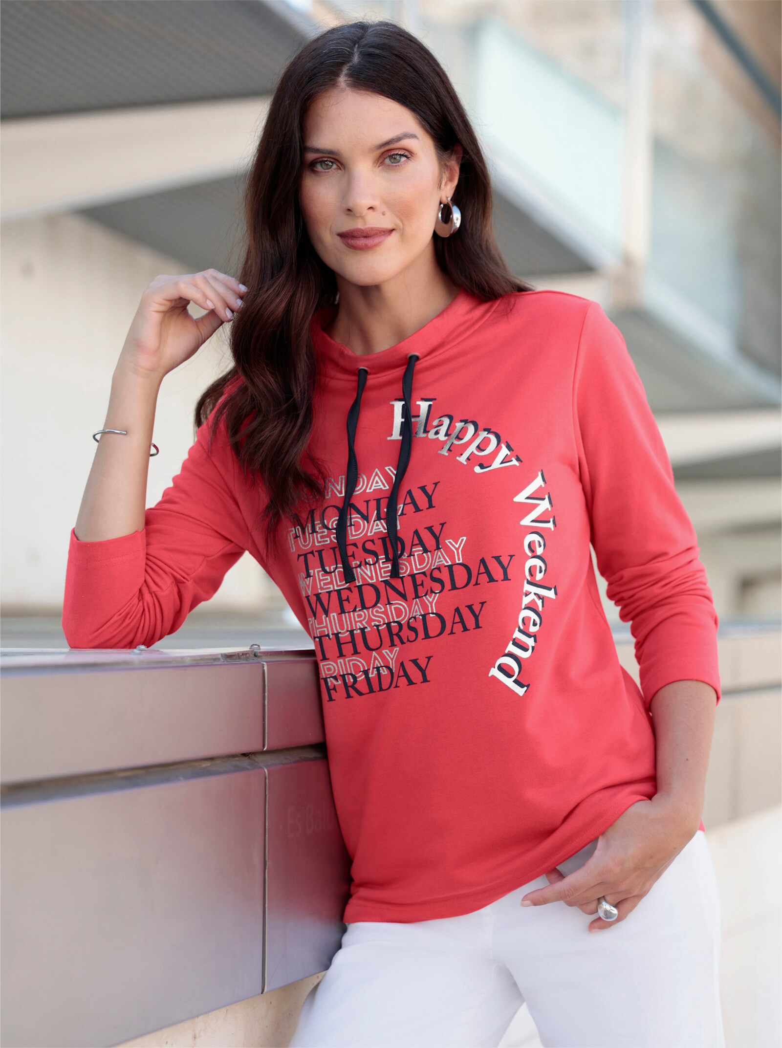 Sweatshirt mit halsfernem Stehkragen - hummer-marine-bedruckt