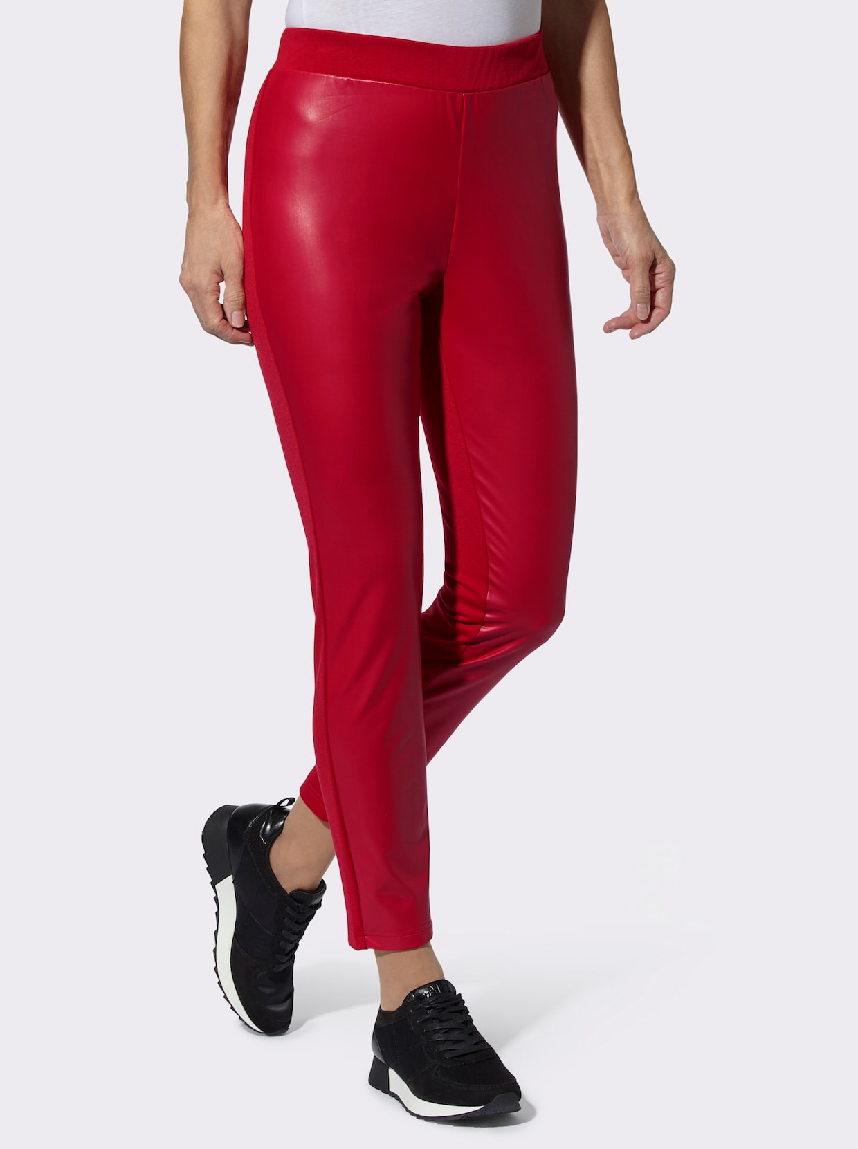 Koženkové nohavice - červená