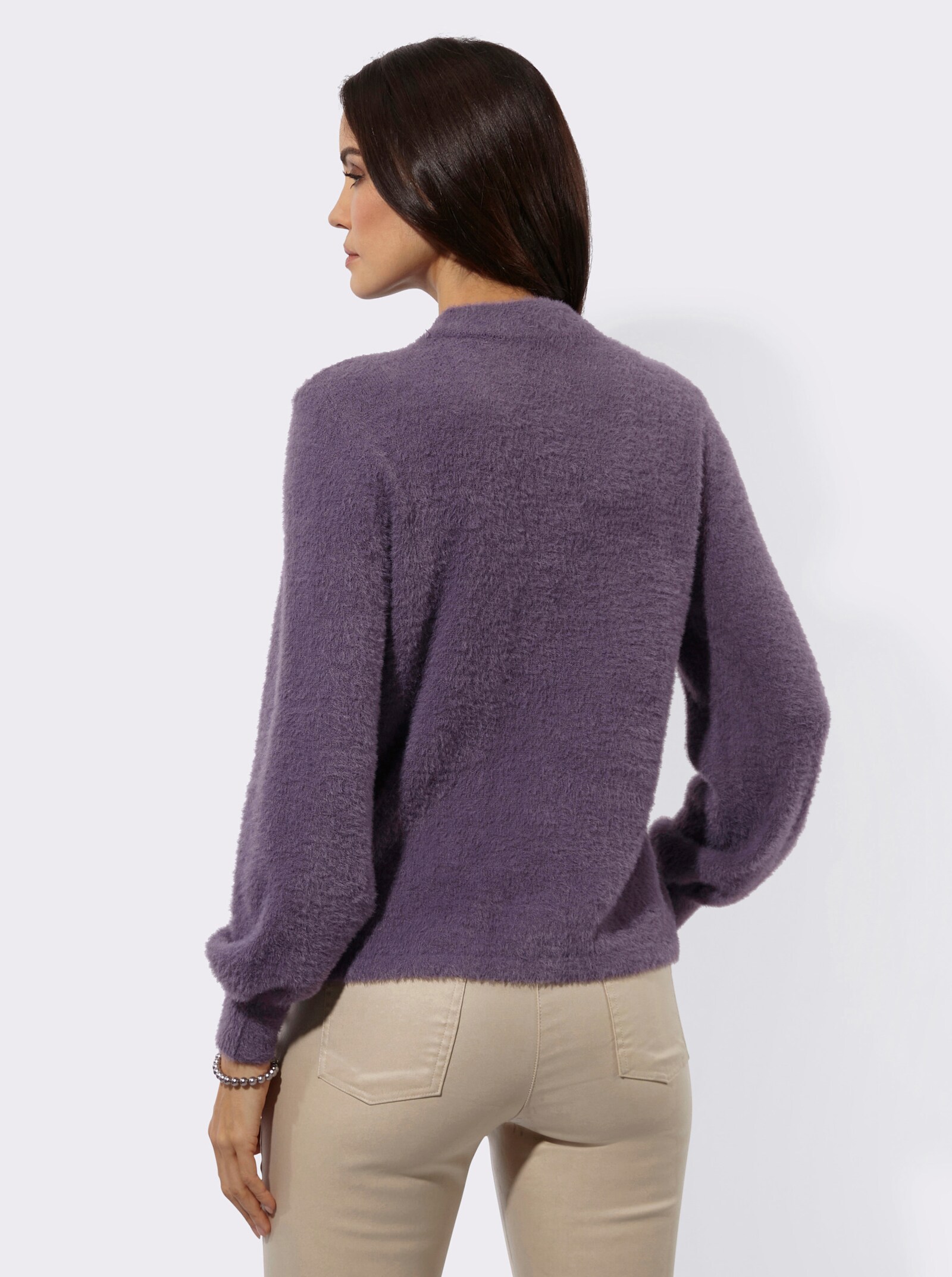 Langarm-Pullover mit Zierknöpfen - feige