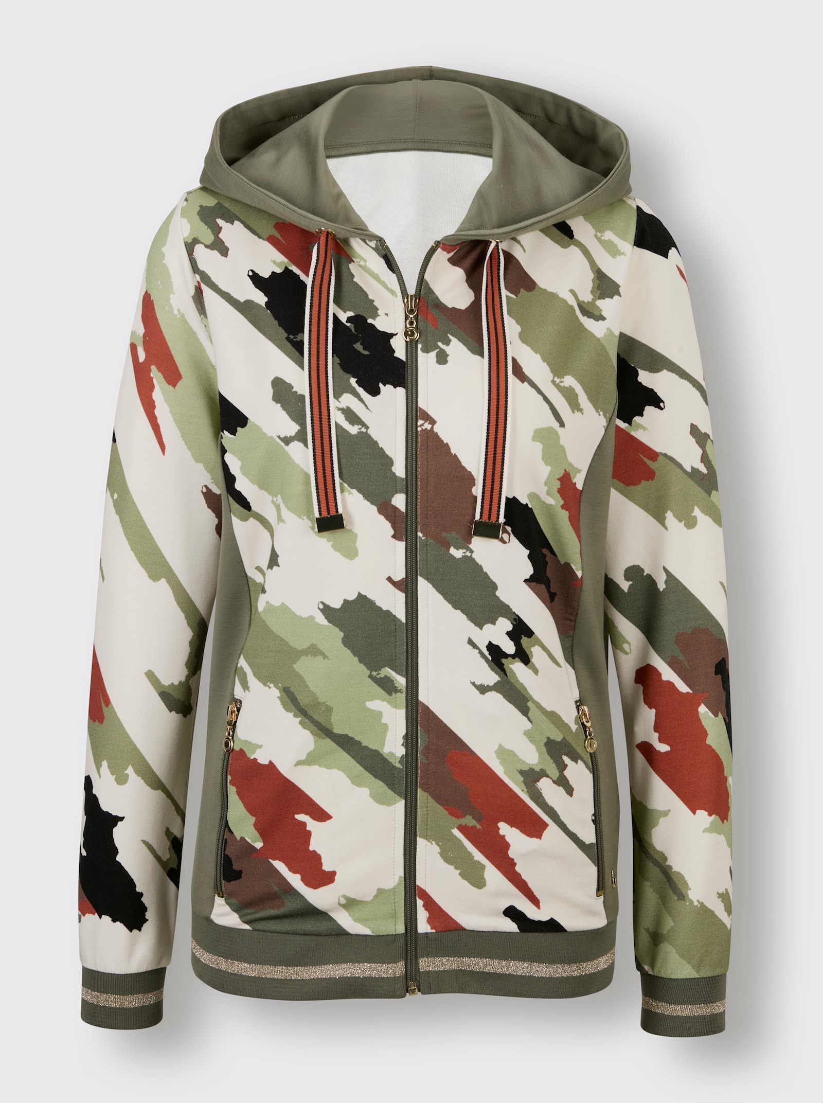 CREATION L PREMIUM Modal-Viskose-Jacke - champagner-khaki-bedruckt