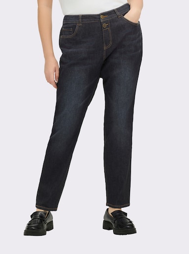 sheego Boyfriend-Jeans mit extra-weitem Oberschenkel - dark blue