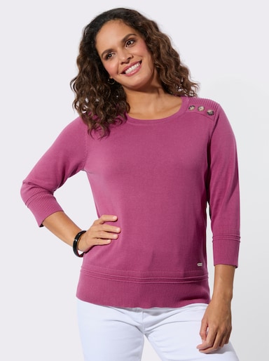 3/4 Arm-Pullover mit Zierknöpfen an der Schulterpartie - erika