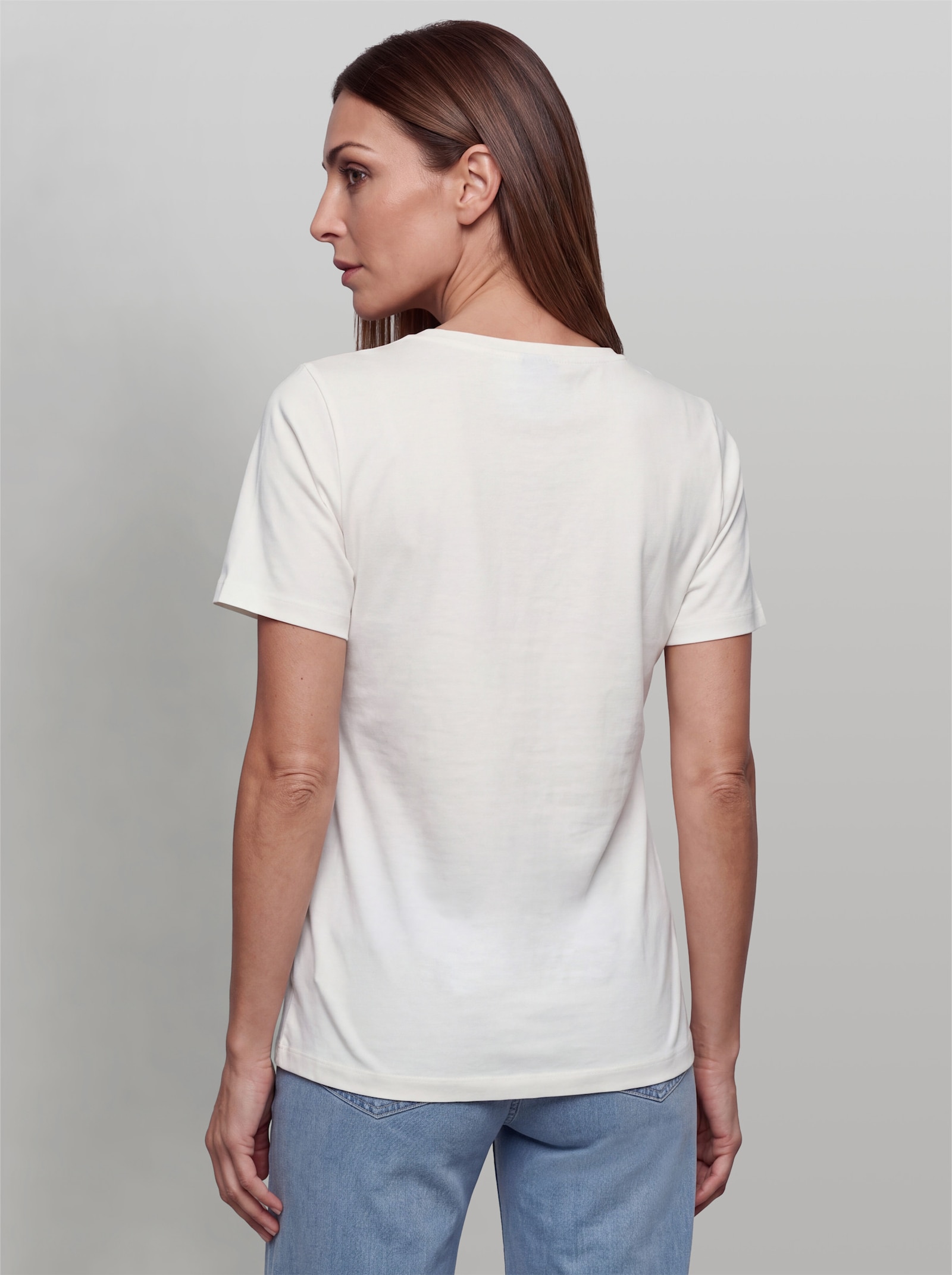 heine Kurzarmshirt mit Pailletten - ecru