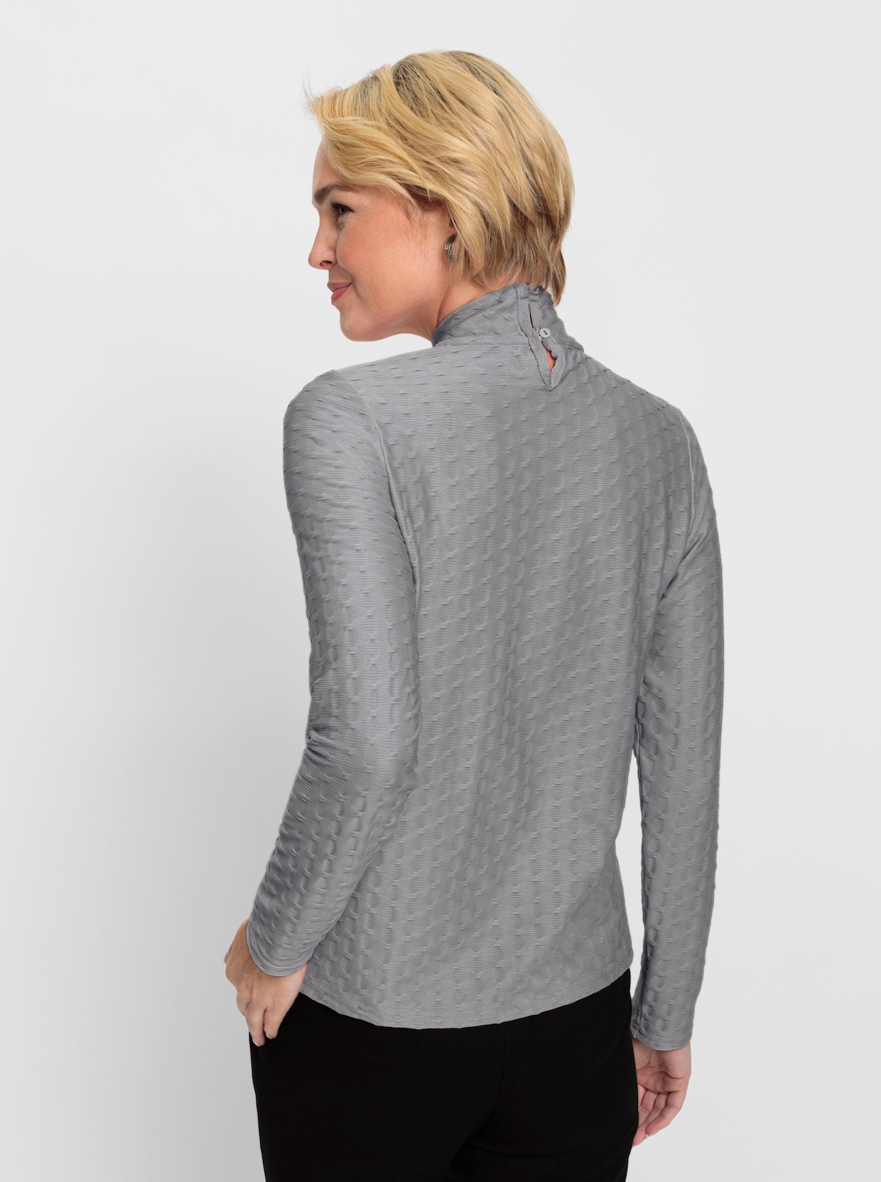 Shirt met opstaande kraag - steengrijs