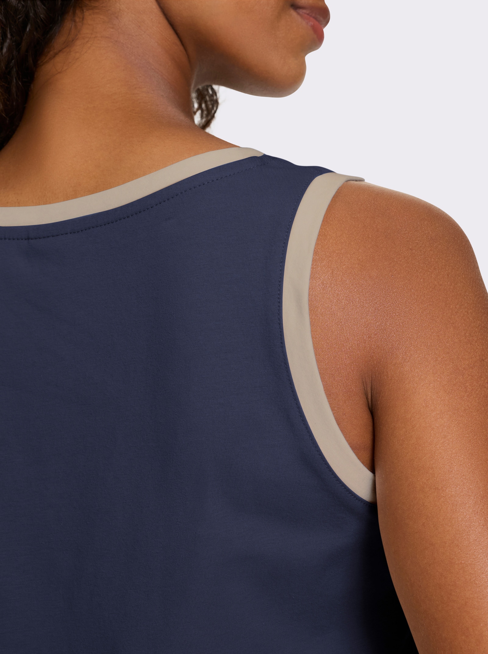 heine Shirttop mit Kontrastabschlüssen - marine-sesam