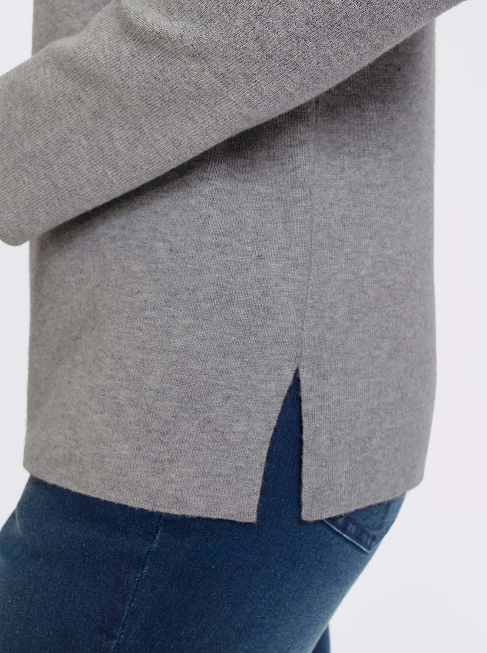 heine Pullover mit Seitenschlitzen - steingrau-meliert