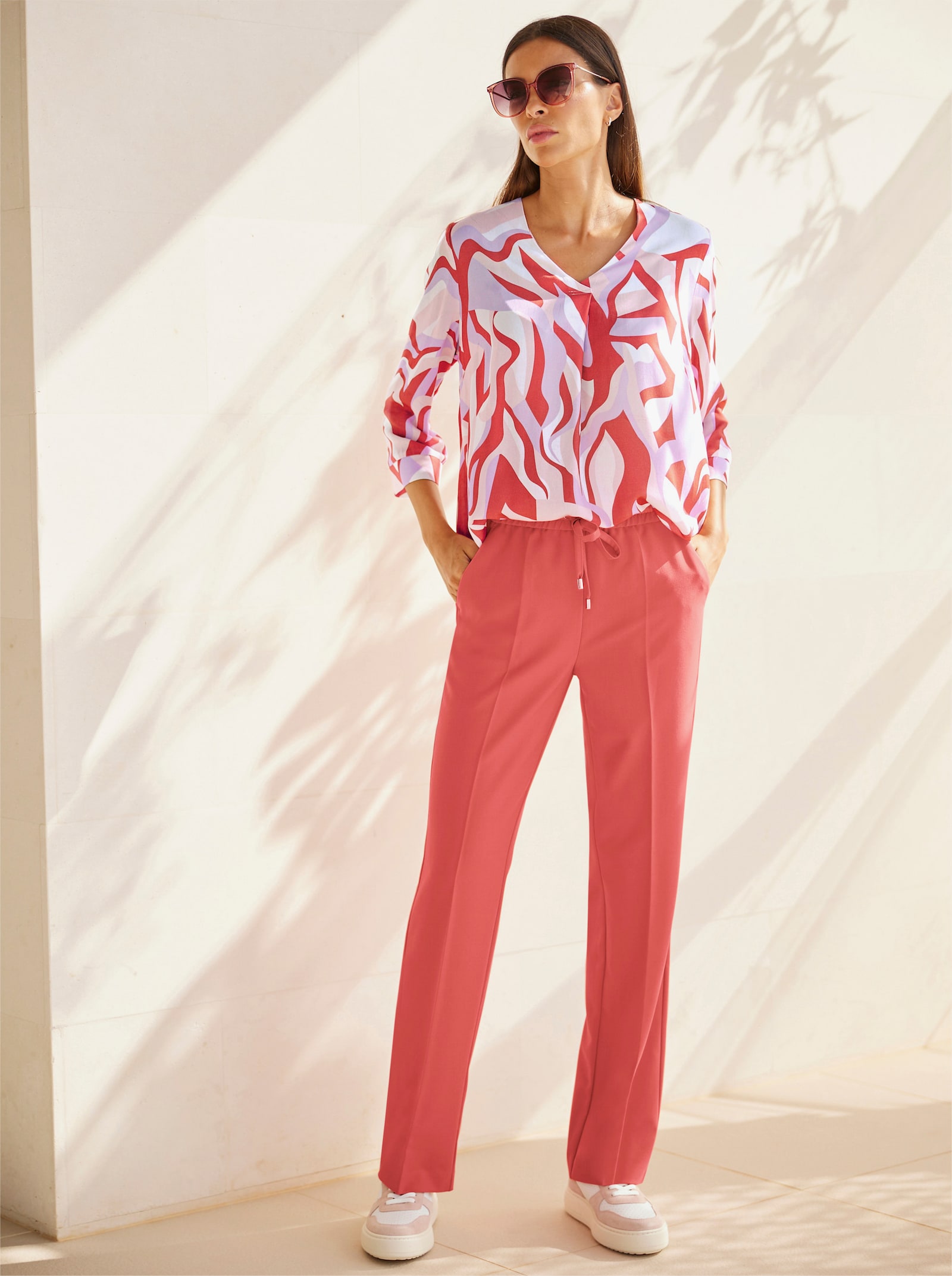 heine Druckbluse aus reiner Viskose - grapefruit-flieder-bedruckt