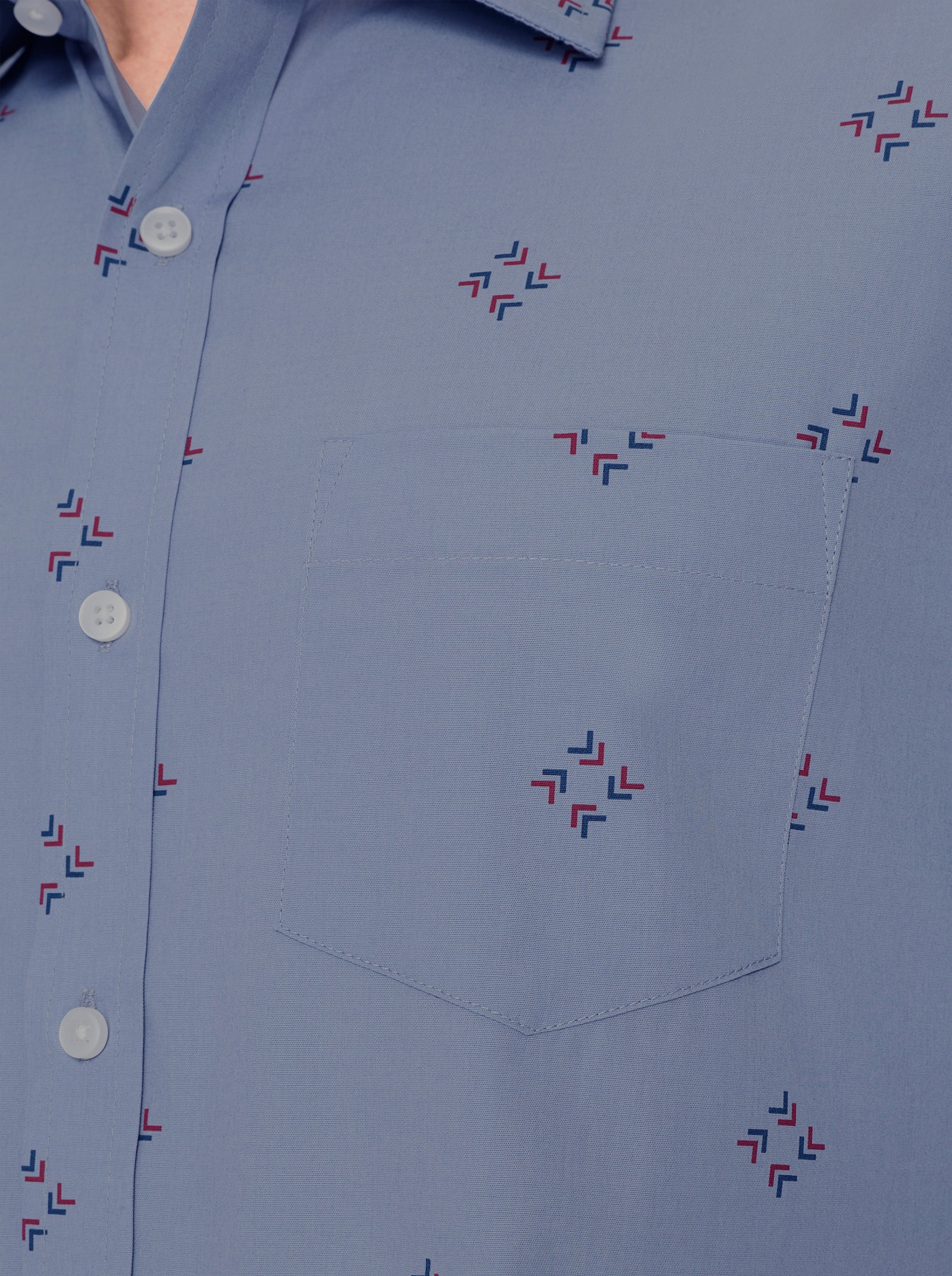 Langarmhemd mit Allover-Print - taubenblau