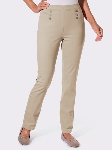 Schlupfjeans mit Schmuckknöpfen - sand