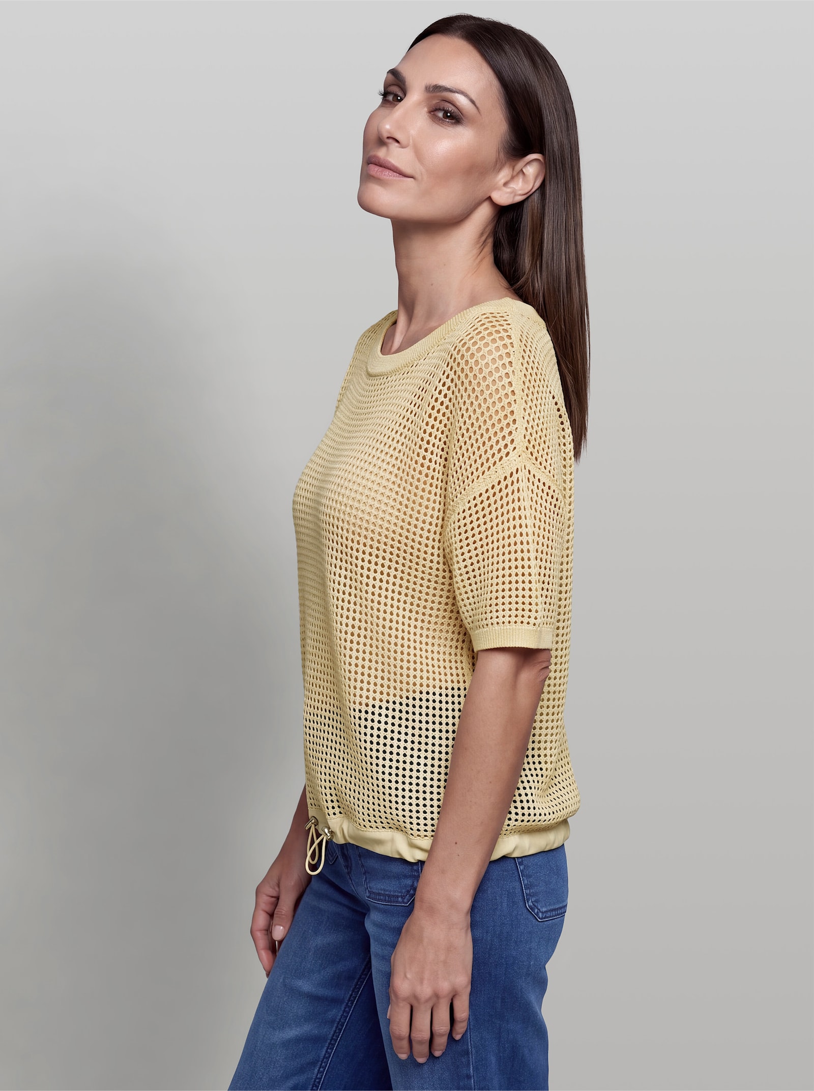 heine 2-in-1-Pullover in Ajour-Strick - vanille-ecru