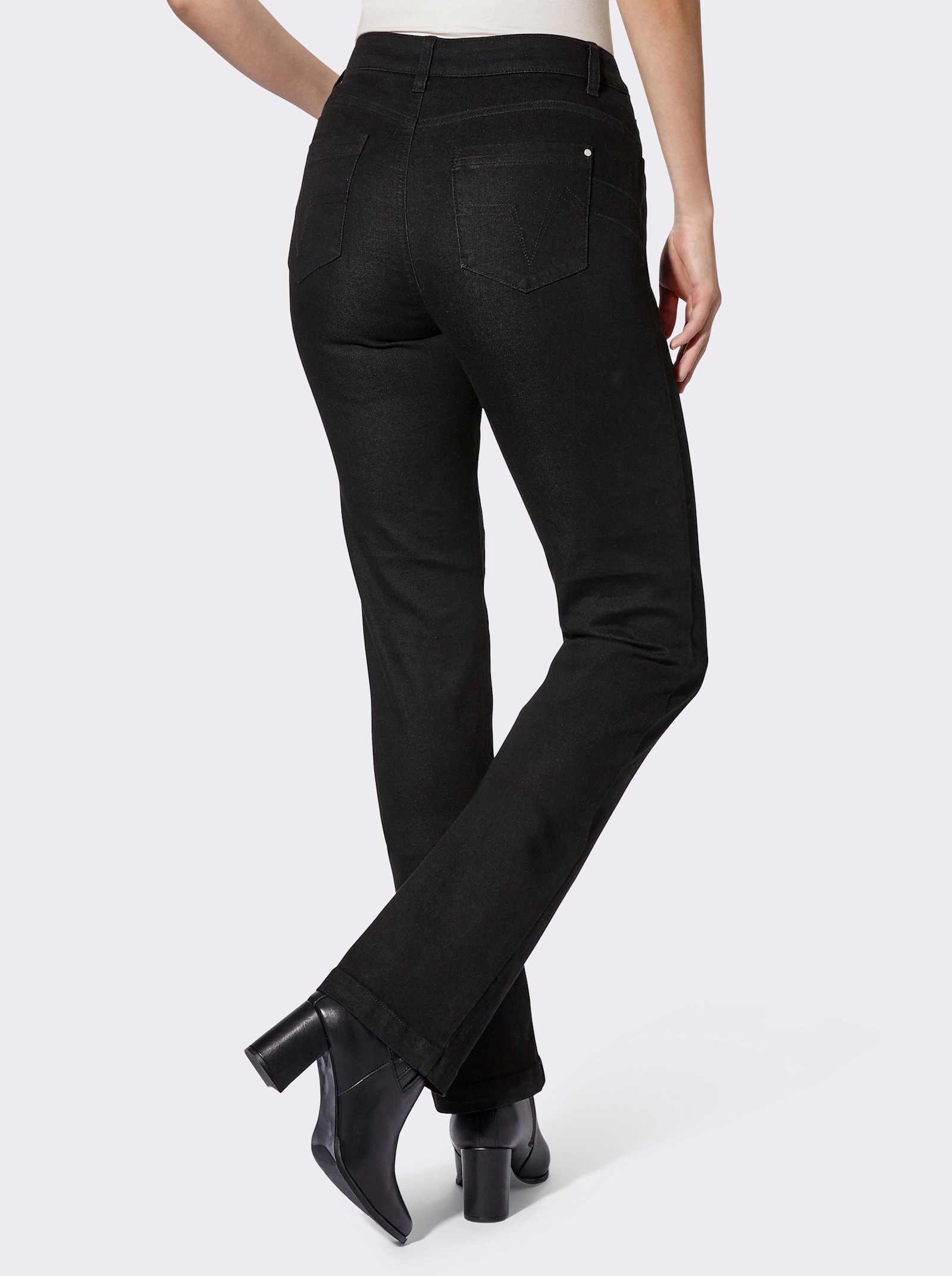 heine 5-Pocket-Jeans mit Schuckelementen - schwarz