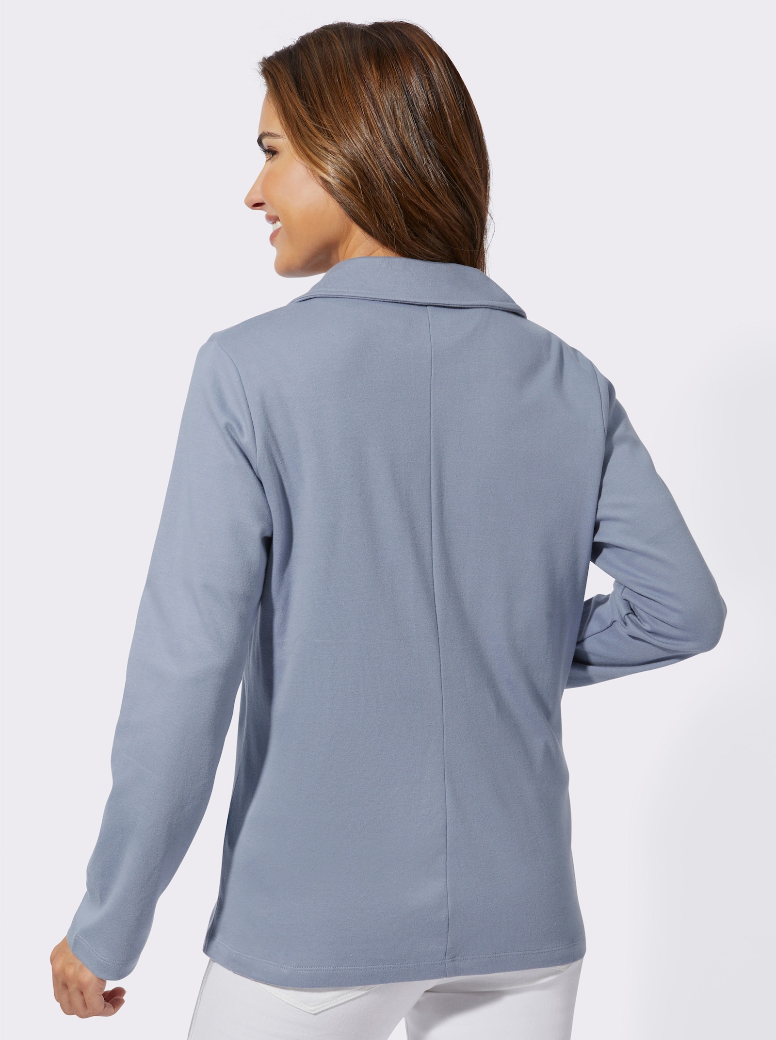 Shirtblazer van interlock - duivenblauw