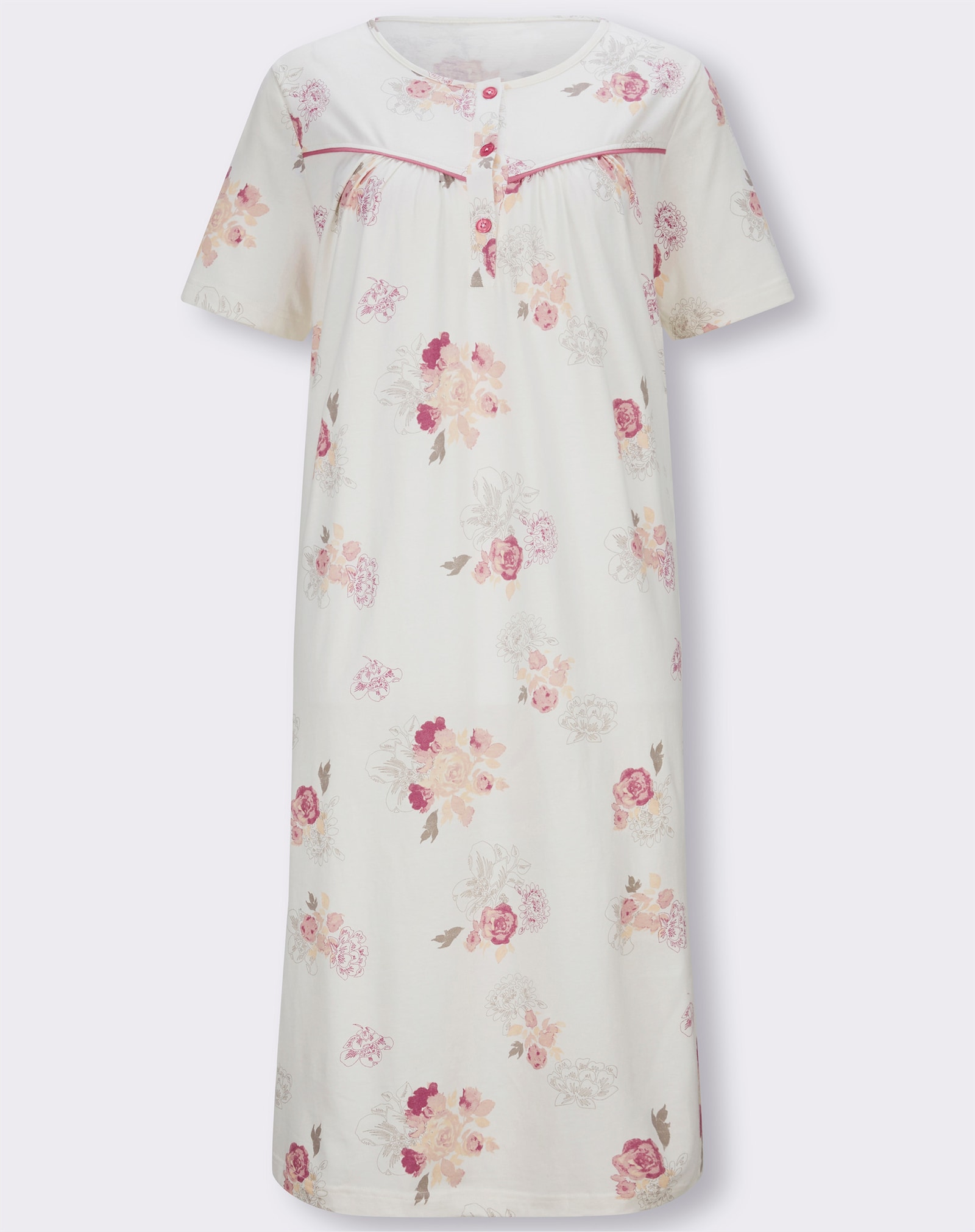 wäschepur Noční košile s řasením - šampaňská-potisk