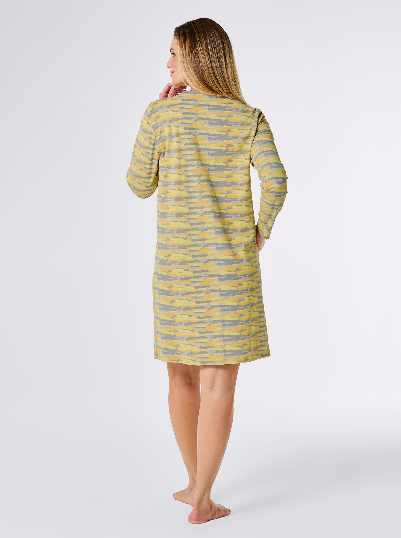 wäschepur Nachthemd - gelb-steingrau-bedruckt