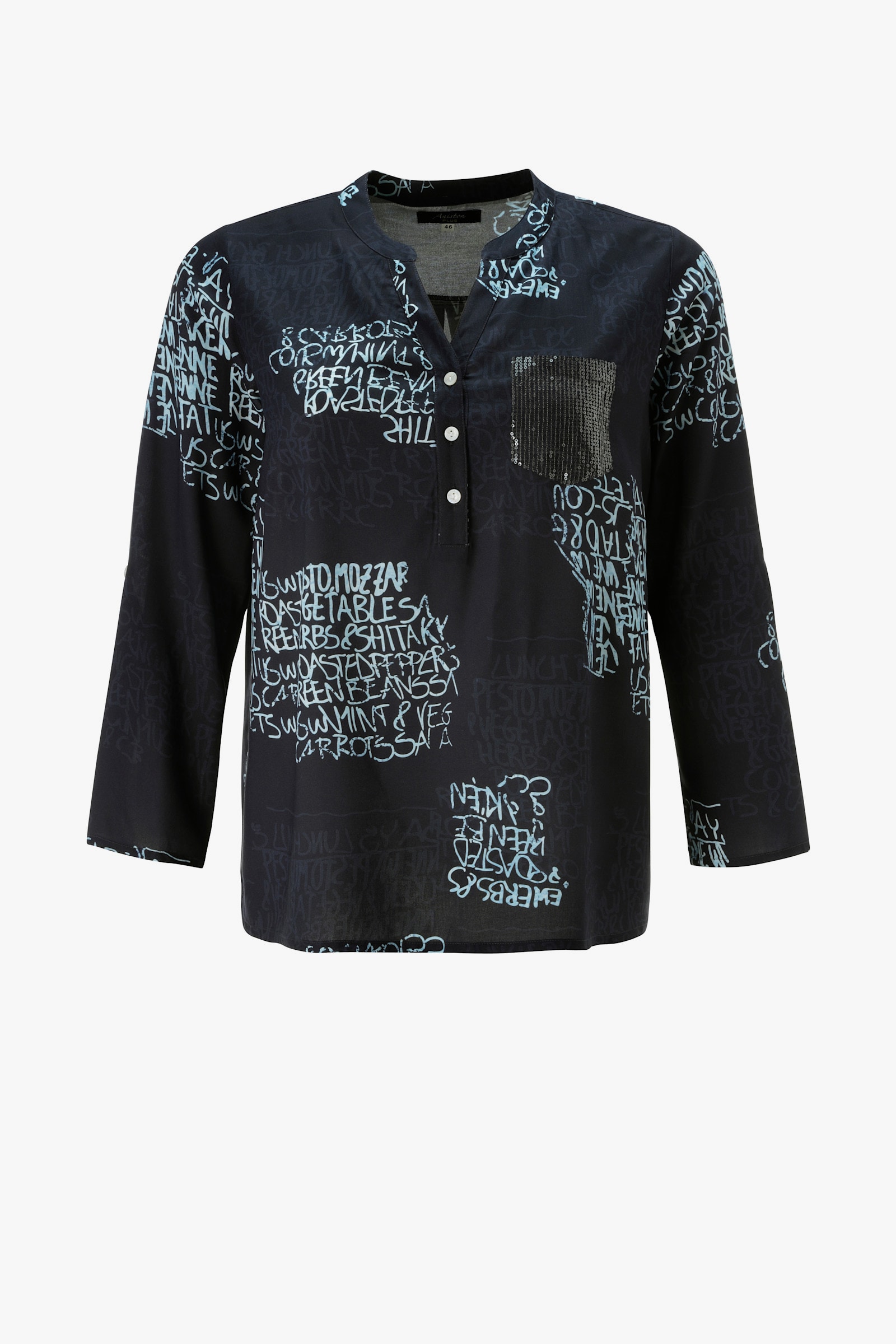 Aniston PLUS Schlupfbluse - marine-hellblau-wollweiß