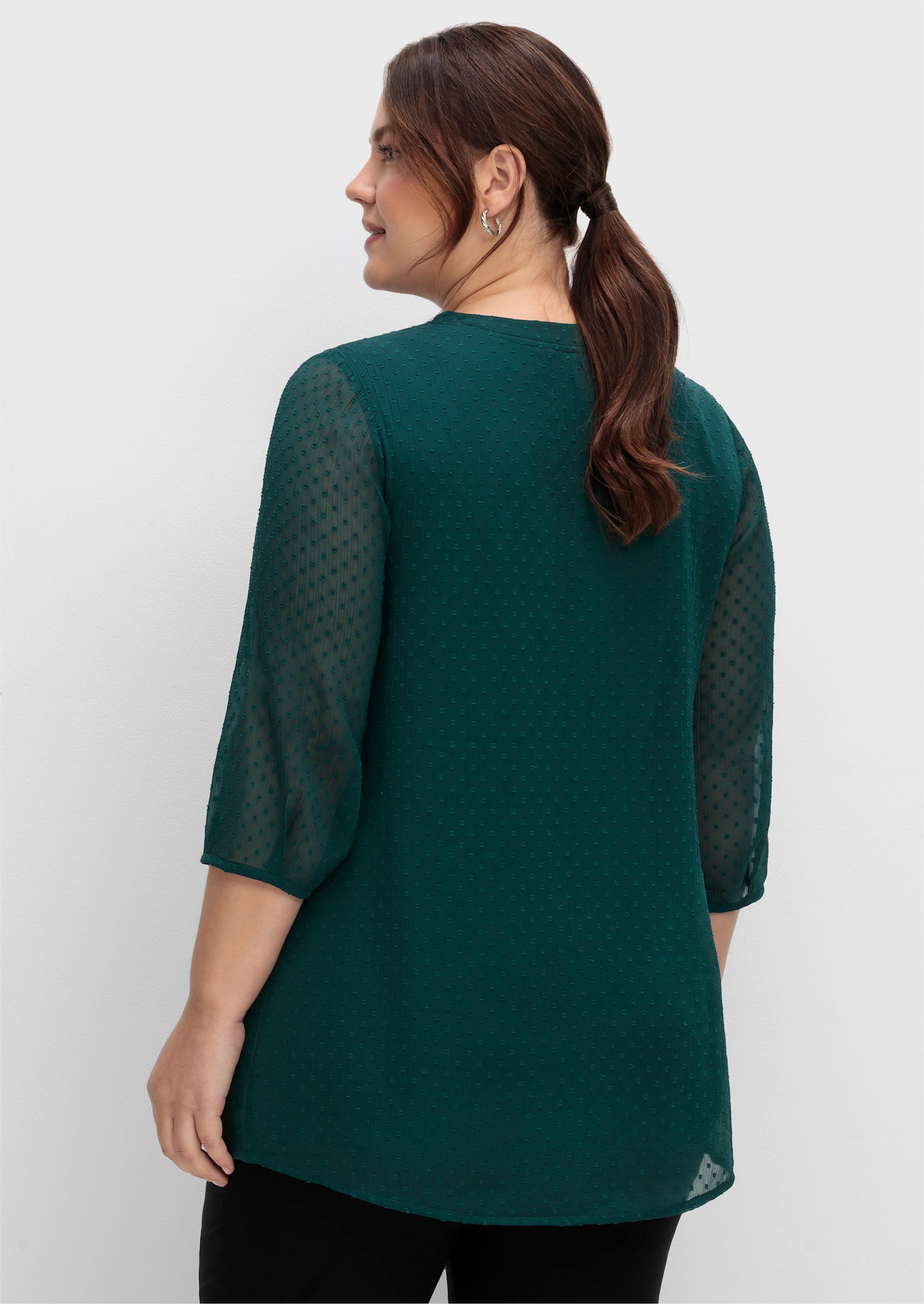 sheego Tunika mit Chiffon-Ärmeln - tiefgrün