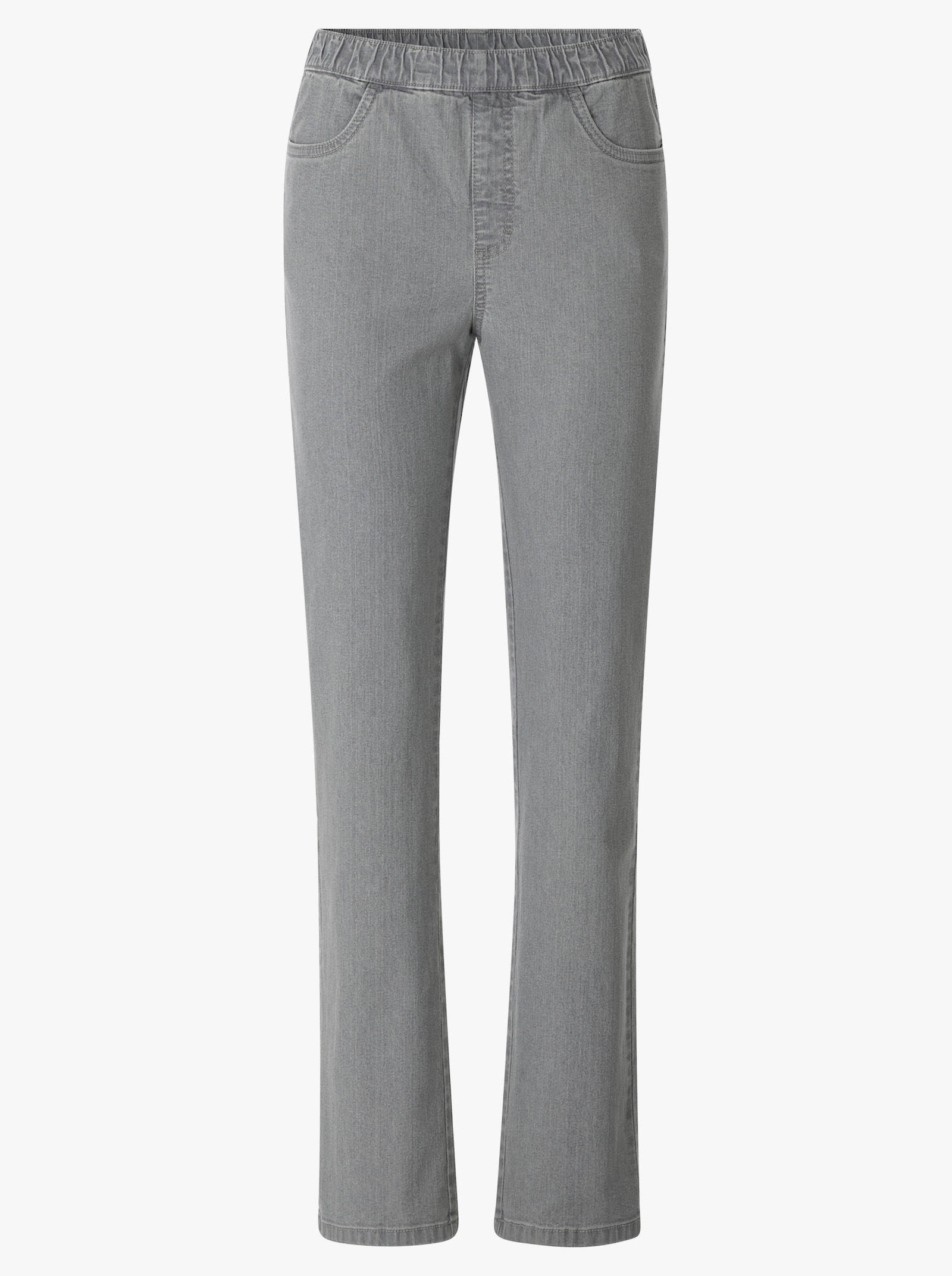 Jeans met geborduurde achterzakken - light grey-denim
