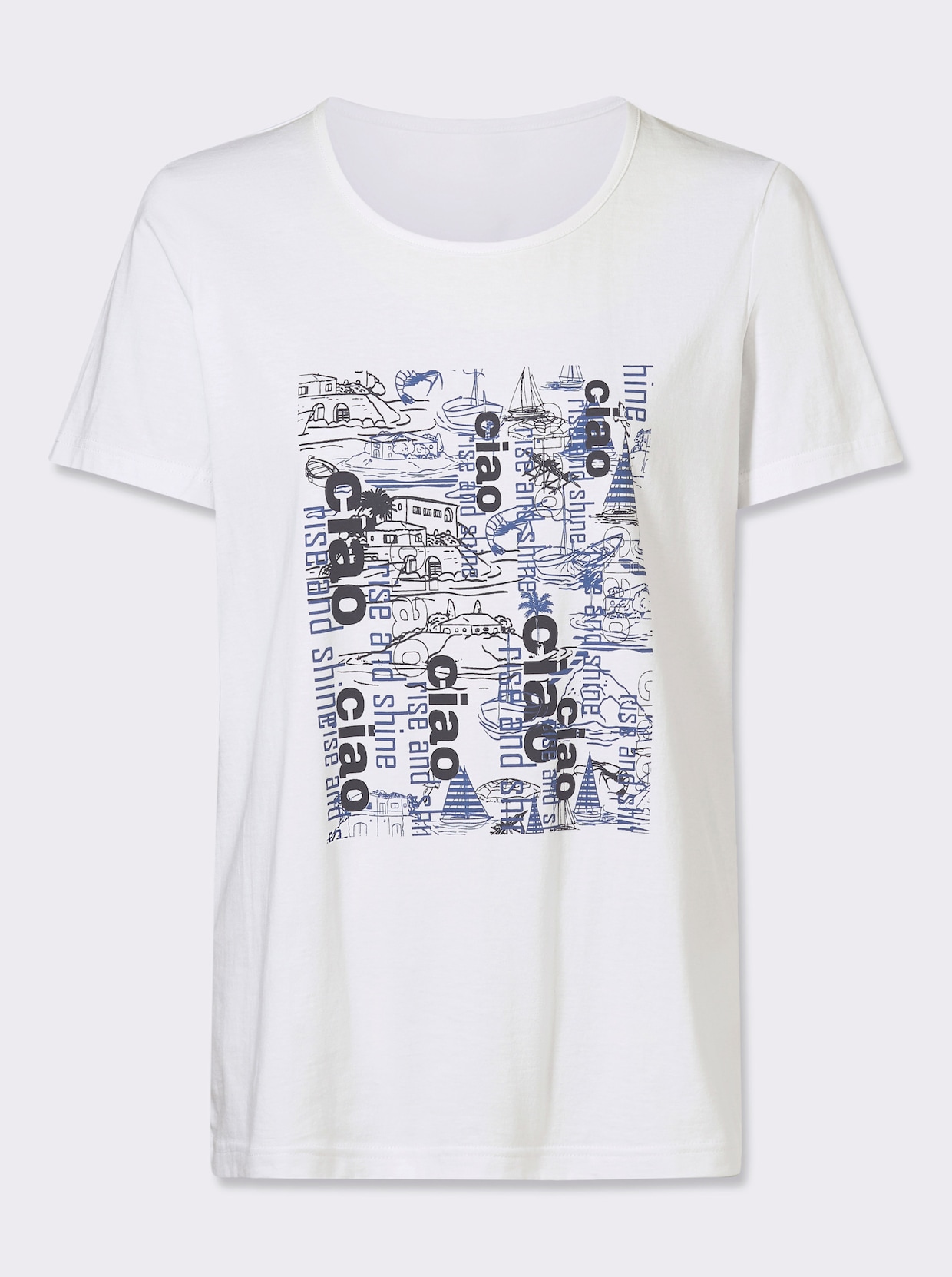 Kurzarmshirt - weiß-marine