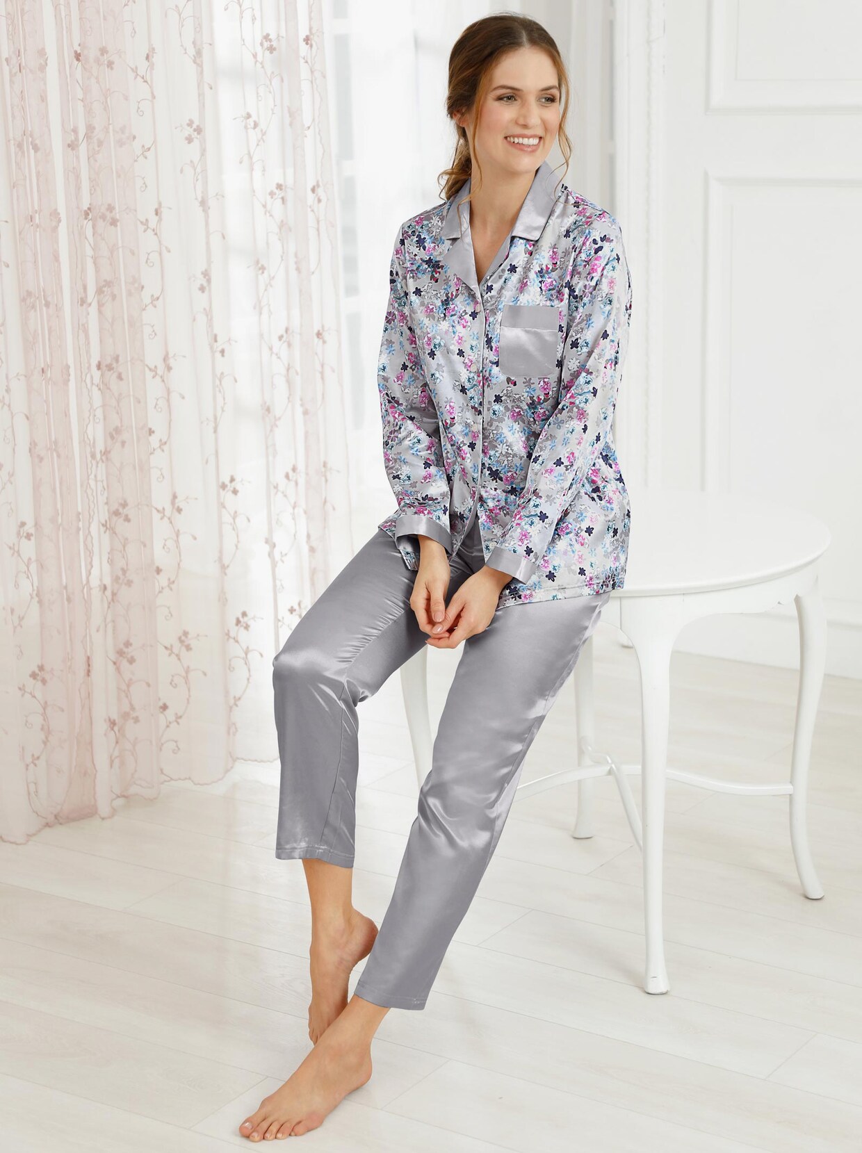 wäschepur Pyjama - zilvergrijs geprint