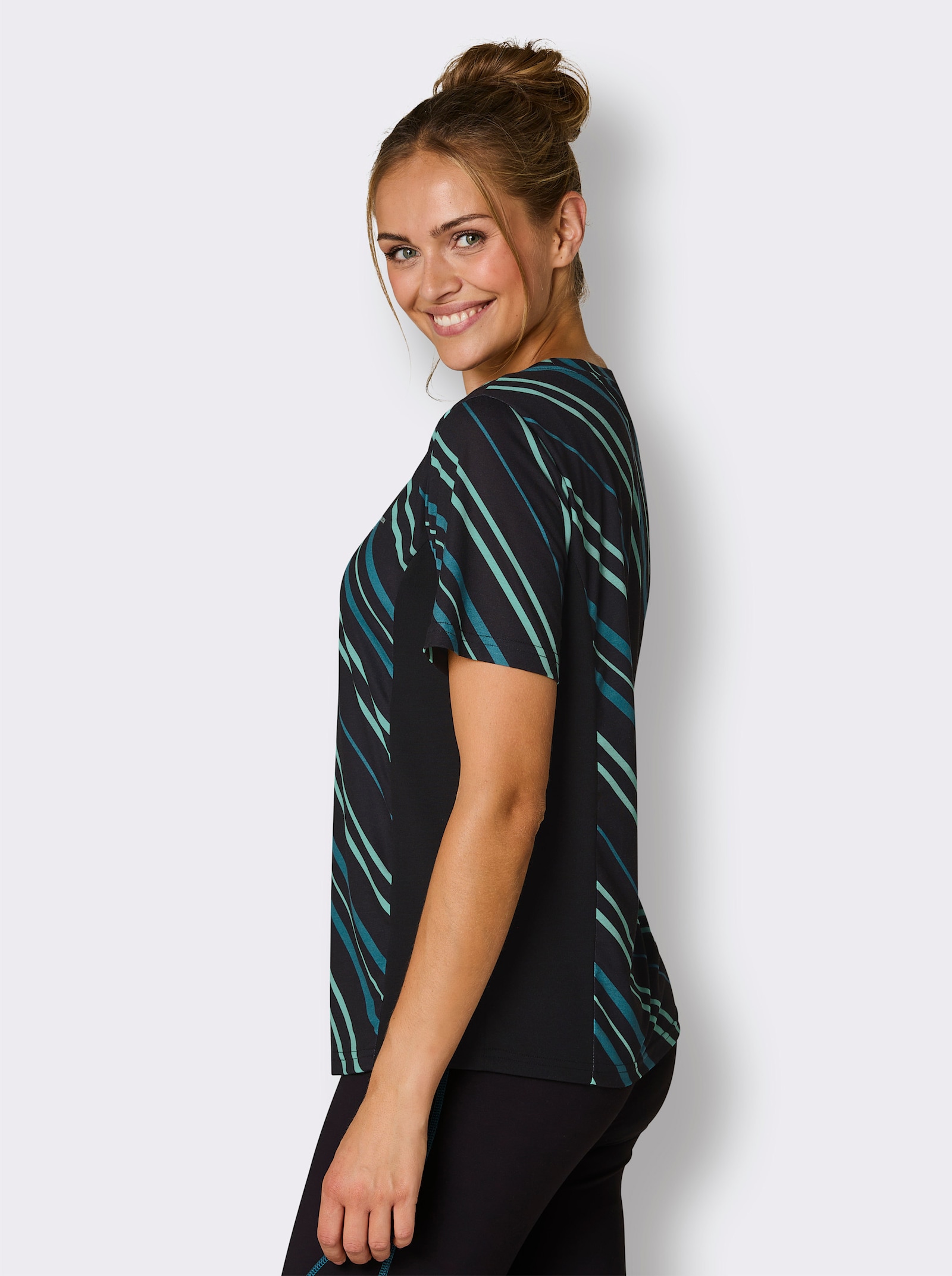 Catamaran Sports Funktionsshirt mit Kontrast-Einsätzen - blaugrün-gemustert