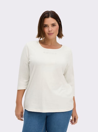 3/4-Arm-Shirt mit Ziersteinchen - ecru