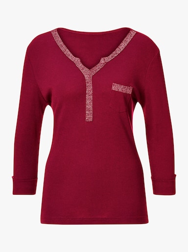 3/4-Arm-Shirt mit Glitzer-Details - dunkelrot