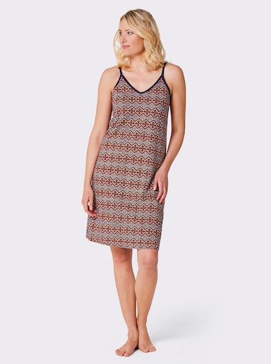 wäschepur Nachthemd - orange-marine-bedruckt