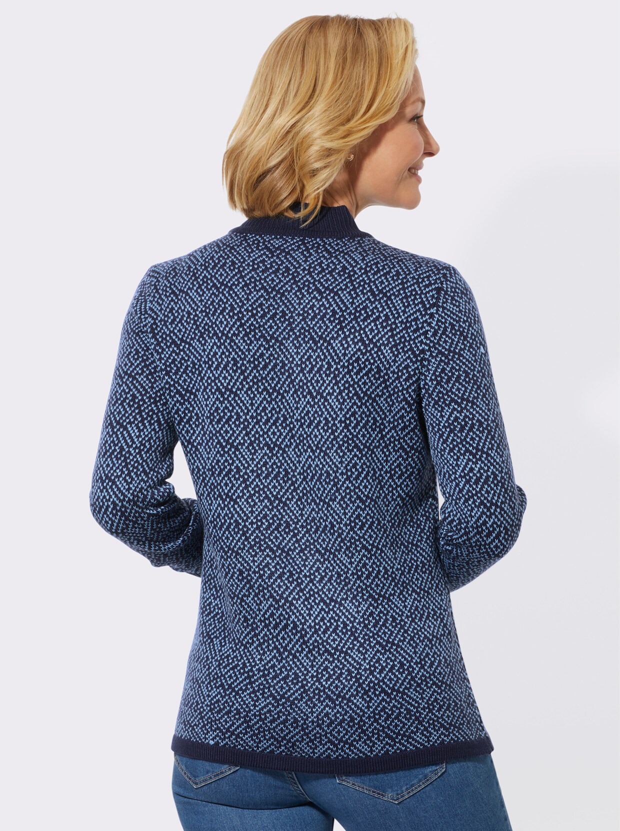 Pullover - marine/hemelsblauw gedessineerd
