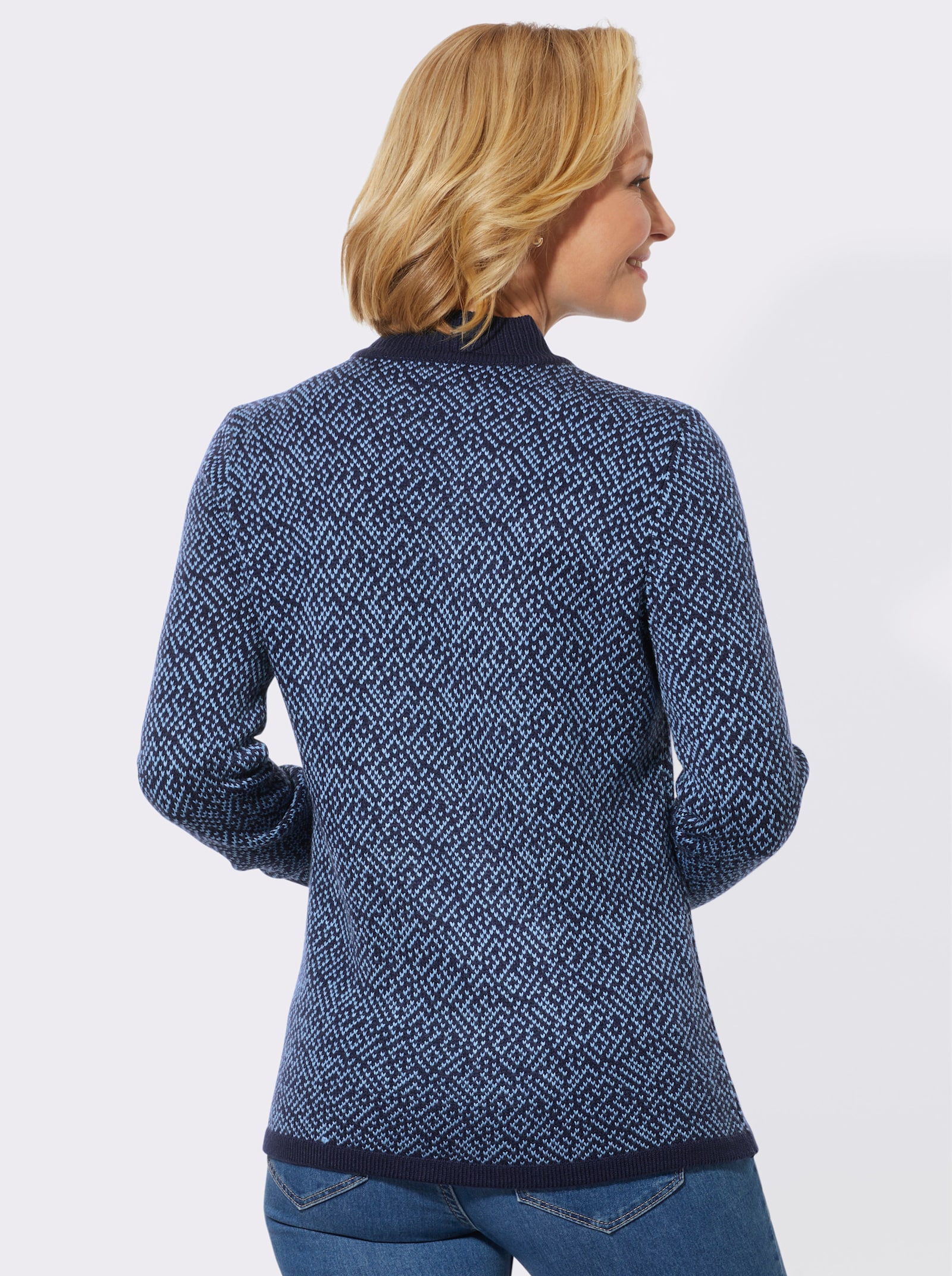 Pullover met jacquarddessin - marine/hemelsblauw gedessineerd