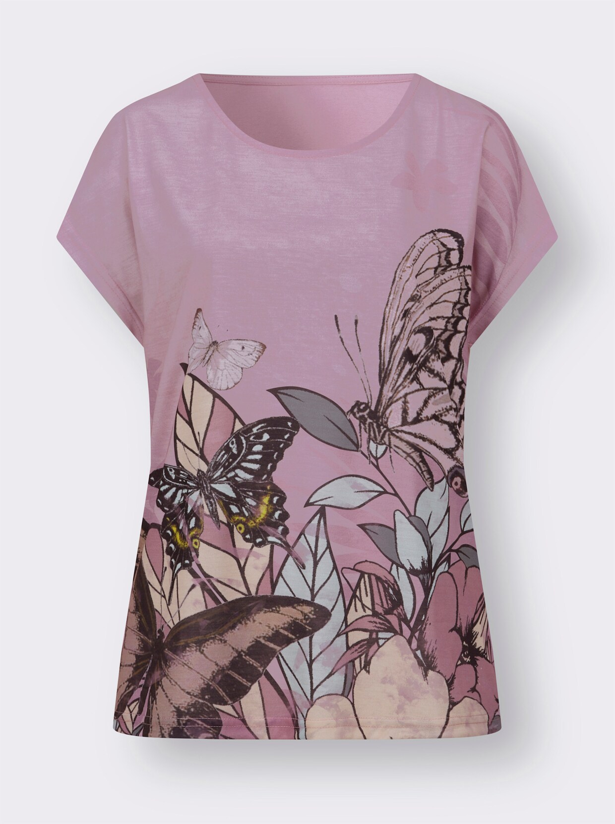 Shirt met ronde hals - roze geprint