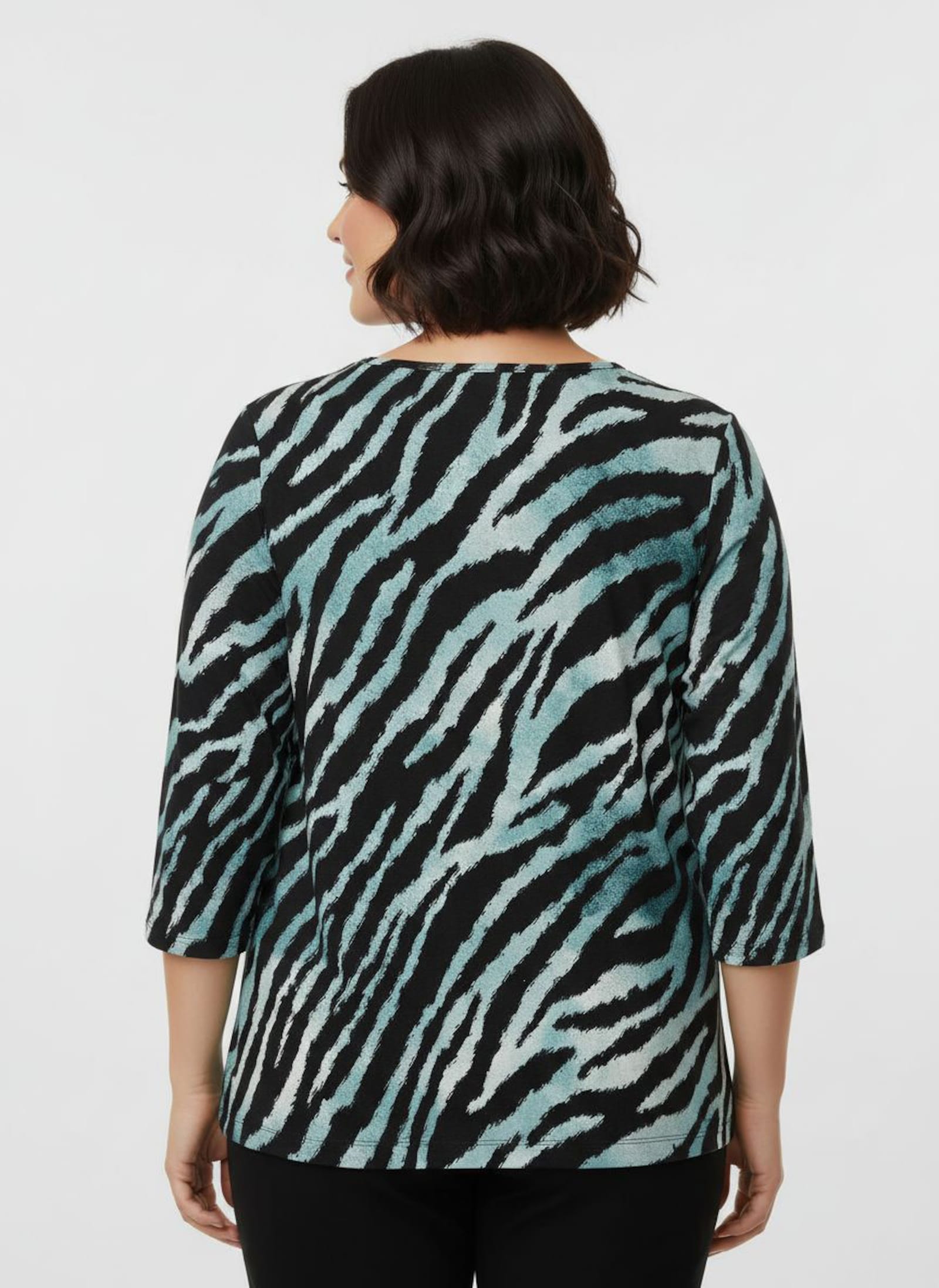 Print-Shirt im Animal-Dessin - schwarz-petrol-bedruckt