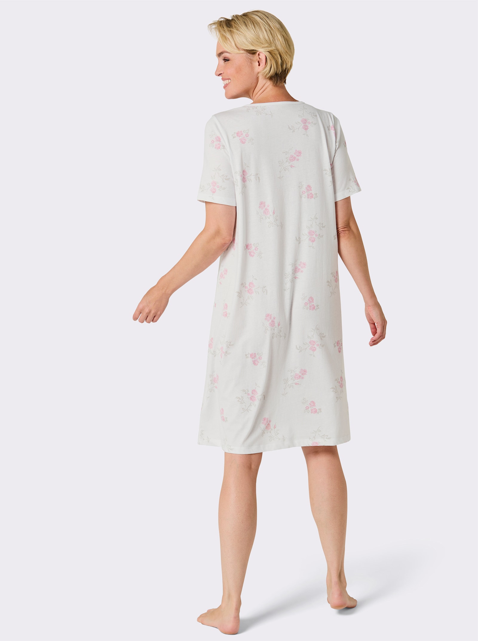 wäschepur Nachthemd - weiß-hellgrau-bedruckt