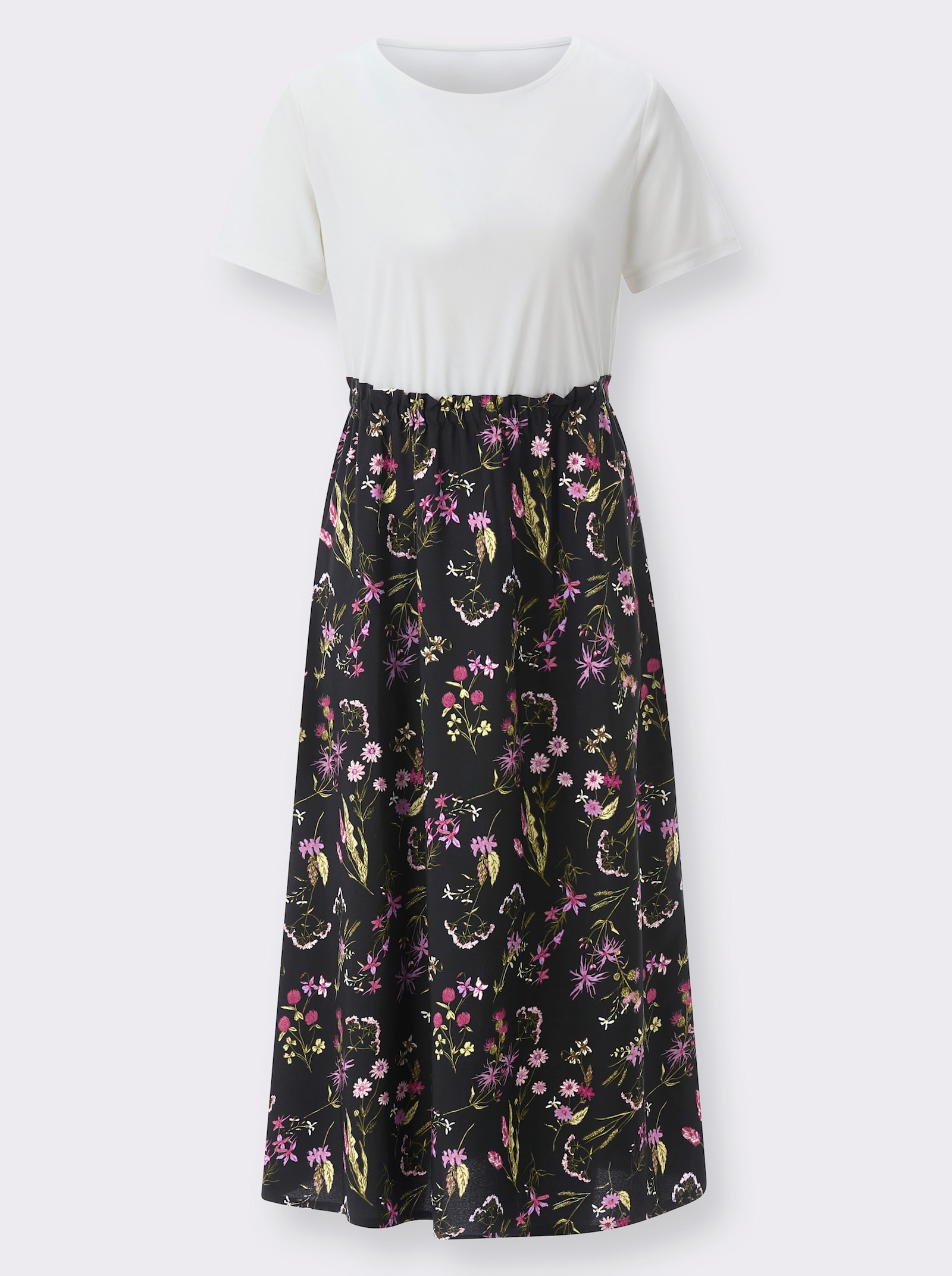 Sommerkleid 2-in-1-Look - ecru-schwarz-bedruckt