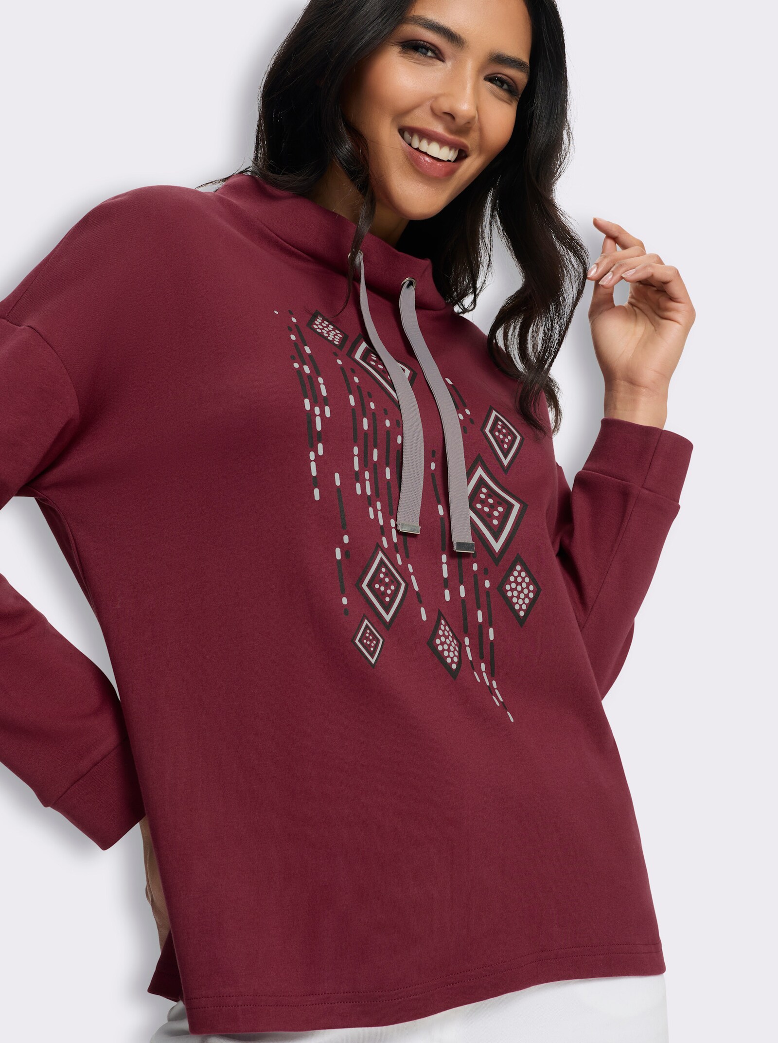  Stehkragenshirt in Interlock-Qualität - bordeaux-schwarz