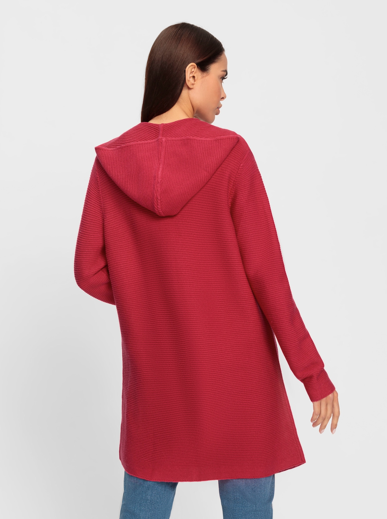 heine Gebreid vest met capuchon - pink