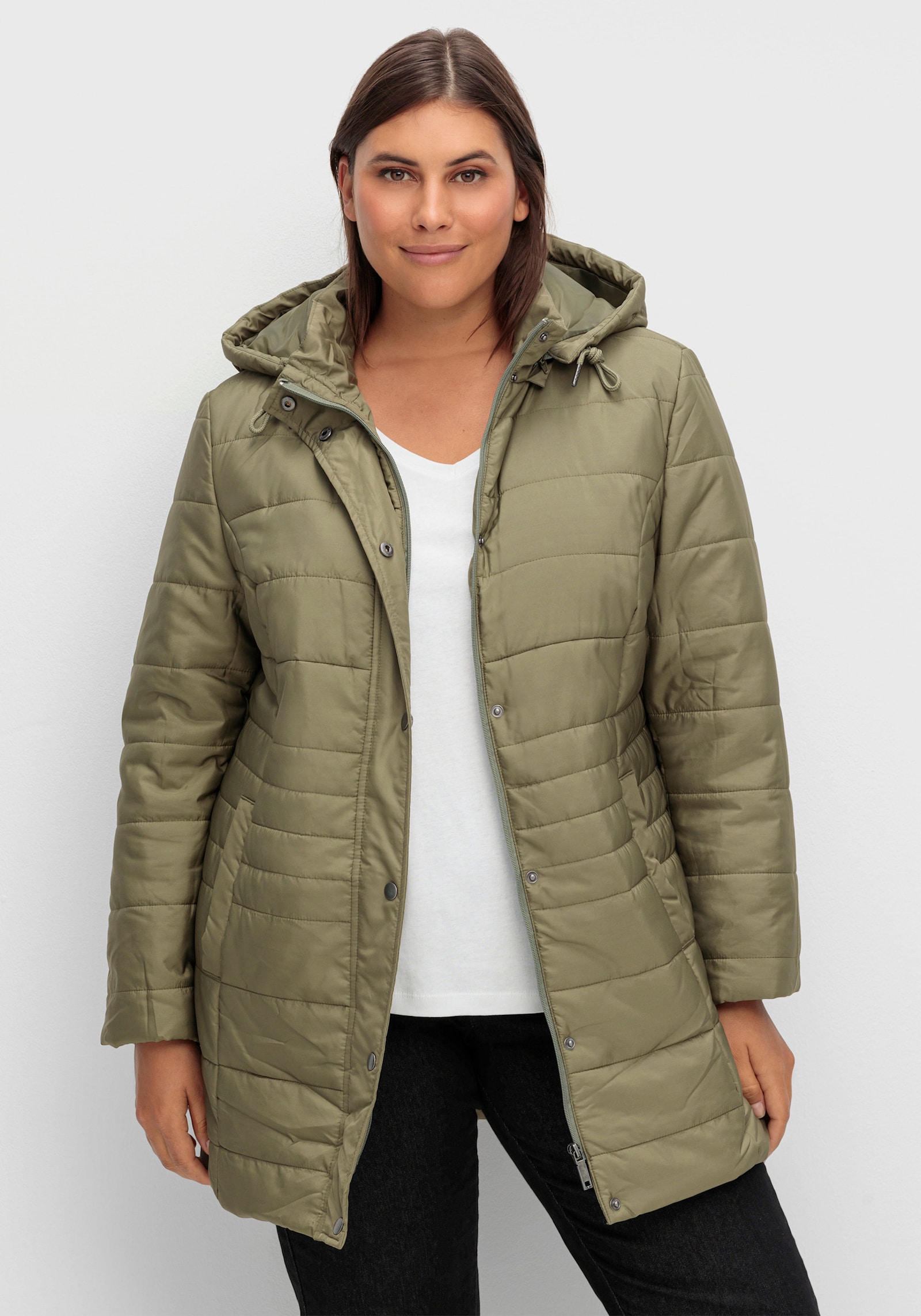 Steppjacke mit seitlichen Druckknöpfen - khaki