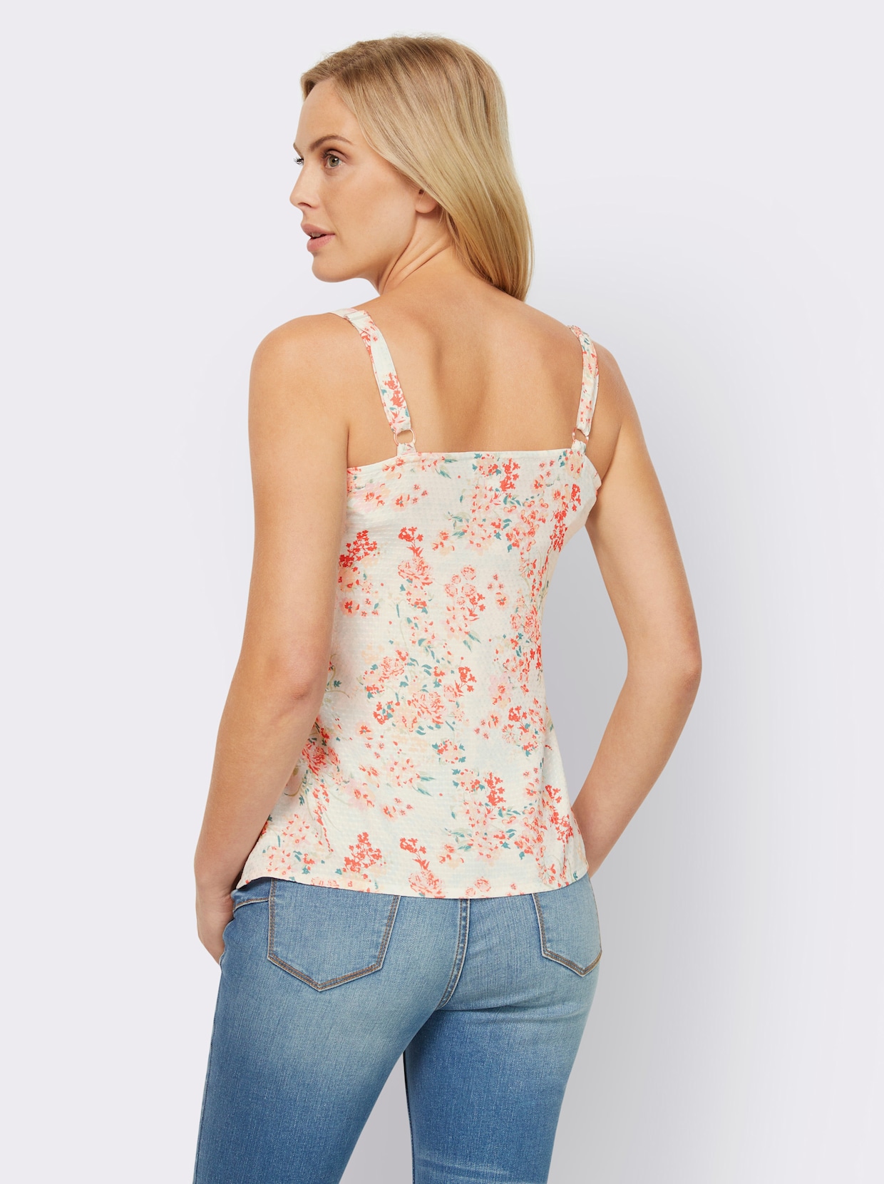 heine Top met print - zacht mint/abrikoos bedrukt