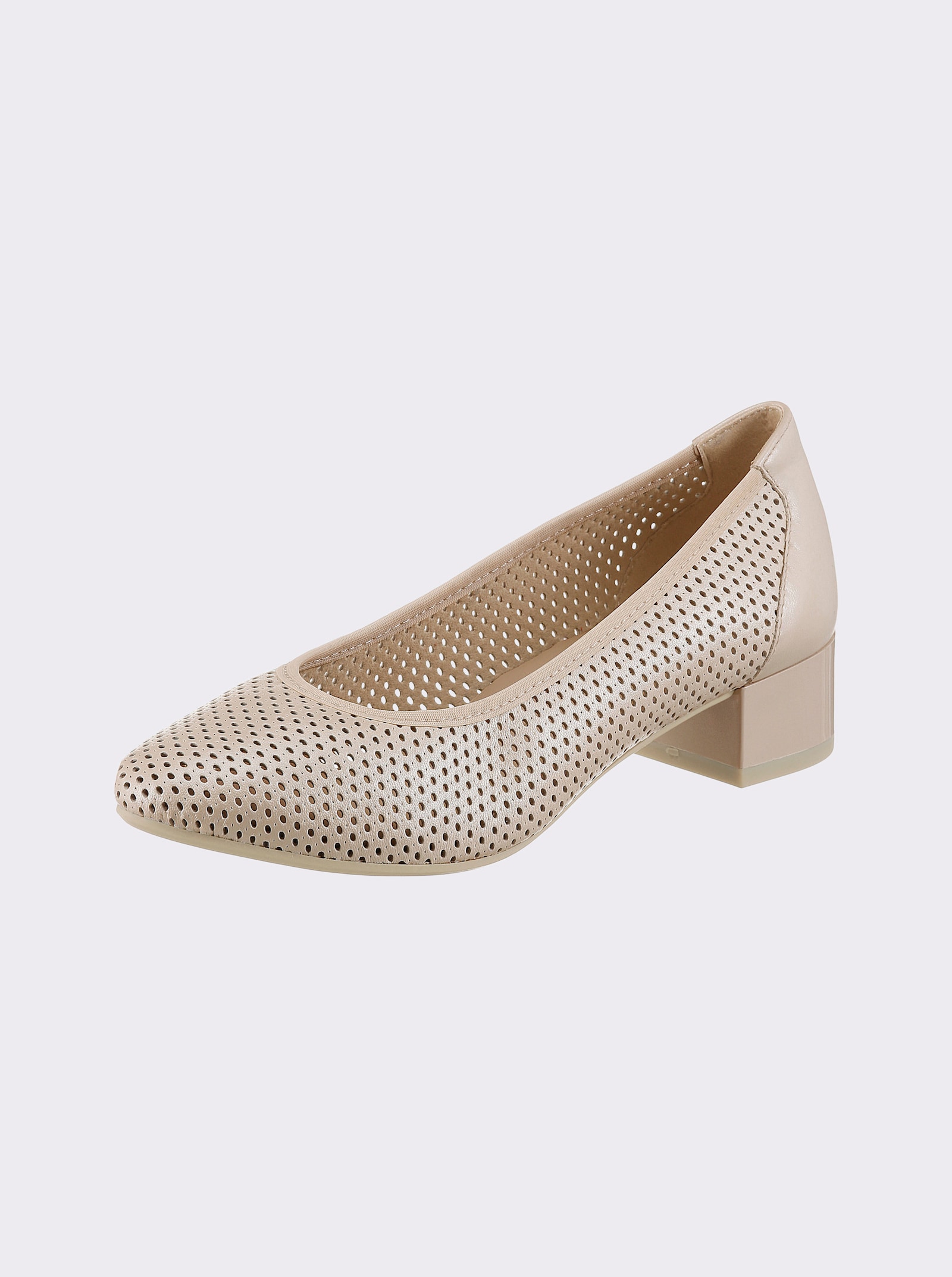 Caprice Pumps mit Lochmuster, aus Leder - créme