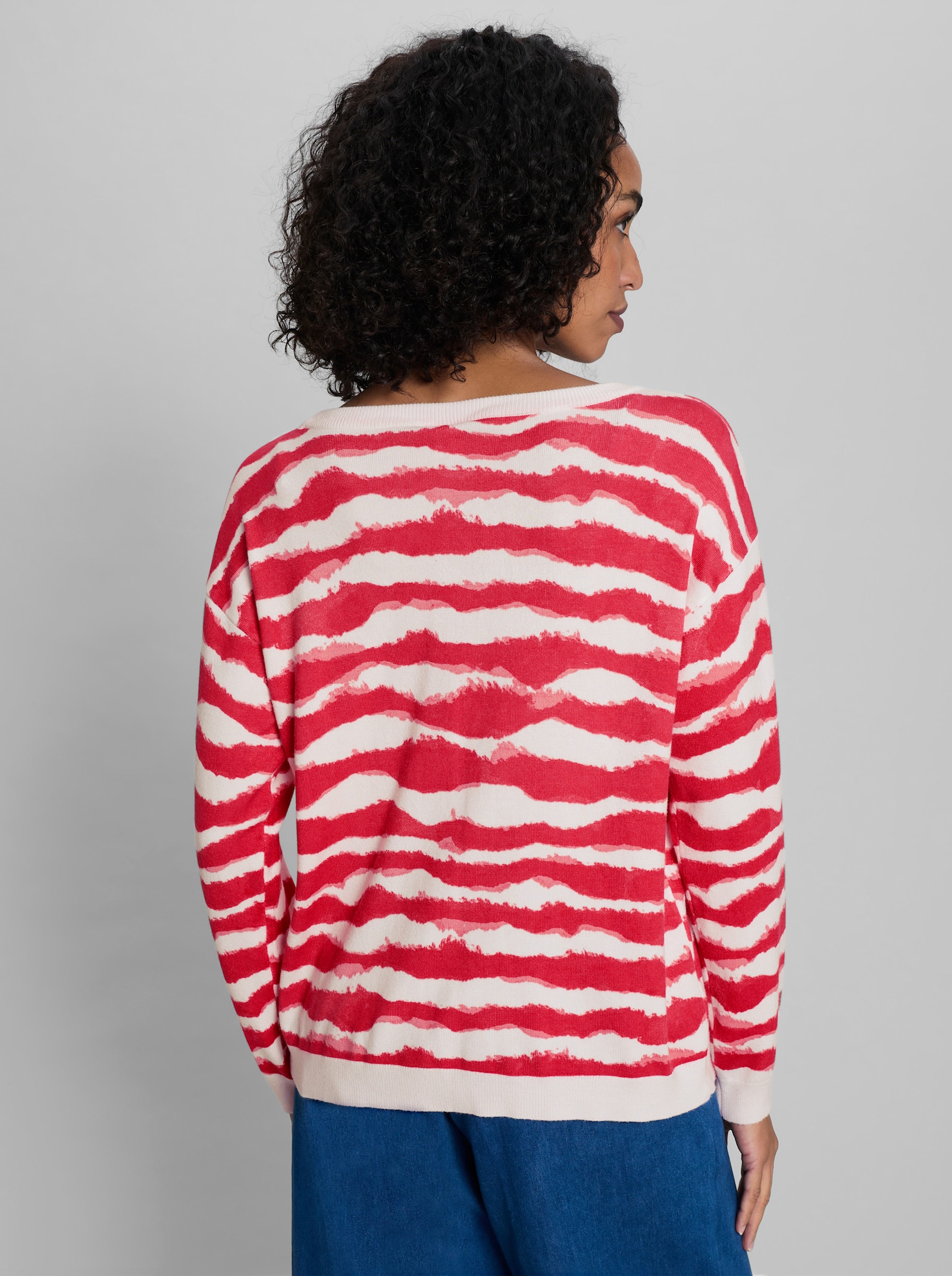 heine Feinstrickpullover mit Streifen-Print - ecru-hummer-bedruckt