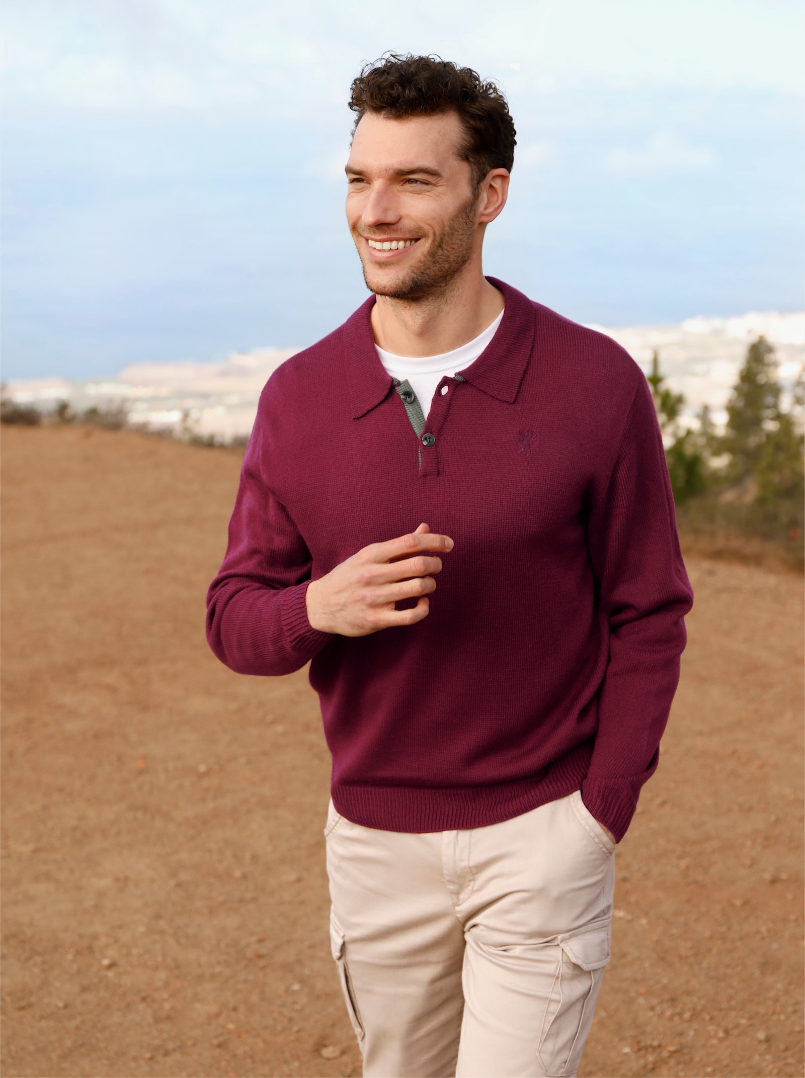 Catamaran Polopullover met ribboordjes - donkerrood