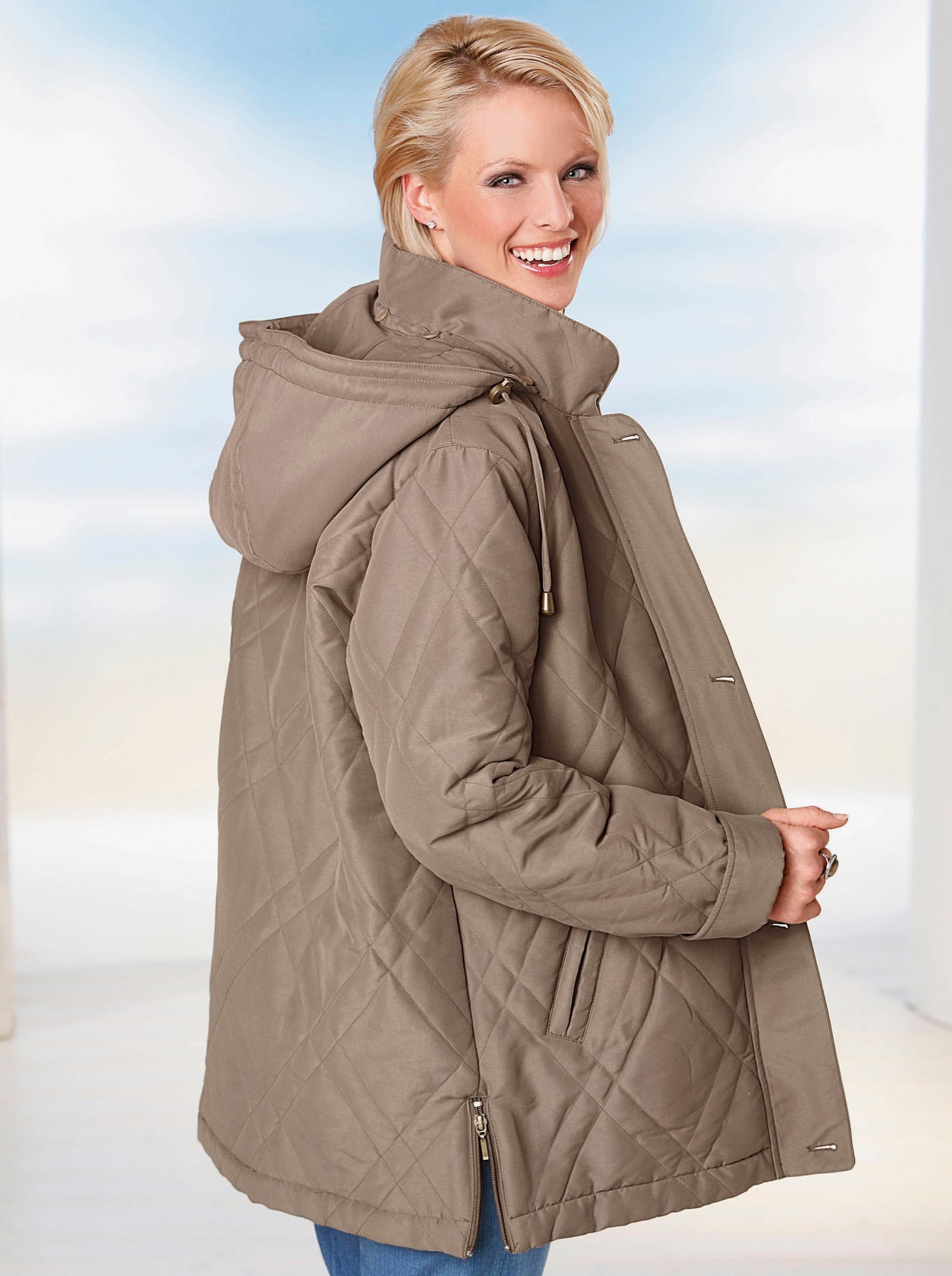 Outdoorjacke wind- und wasserabweisend - taupe