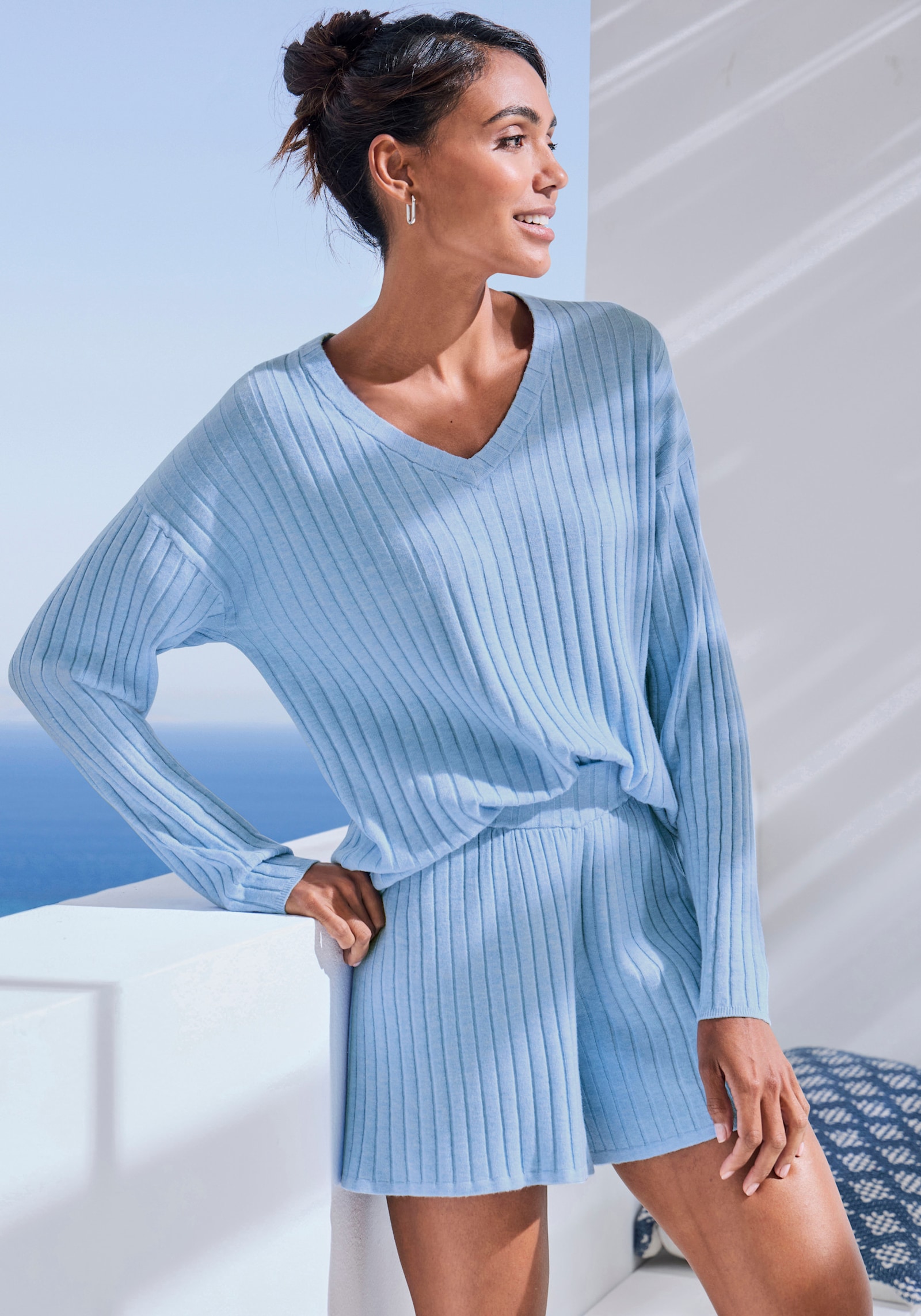 French Connection Strickpullover - blau-meliert