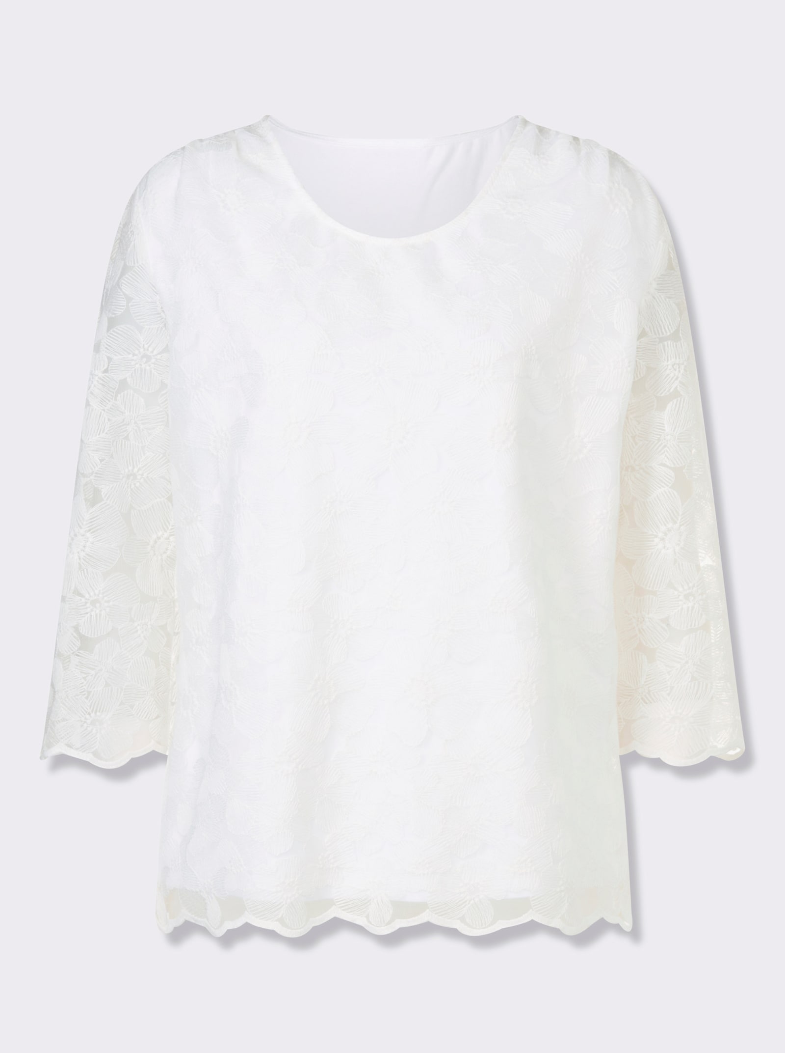 Kanten blouse in bloemenlook - ecru