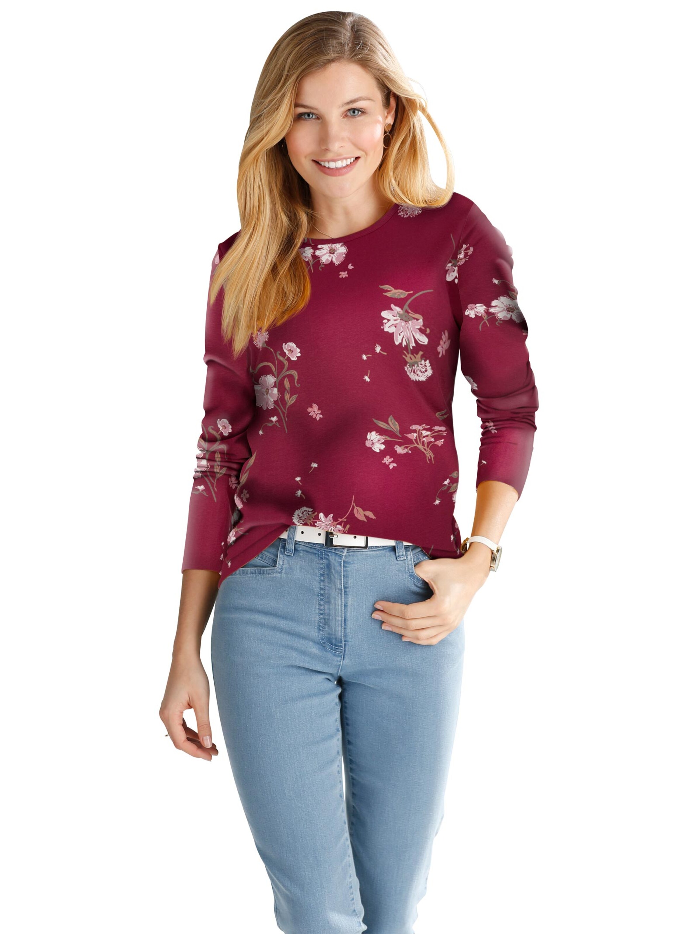 Shirt - dunkelrot-bedruckt