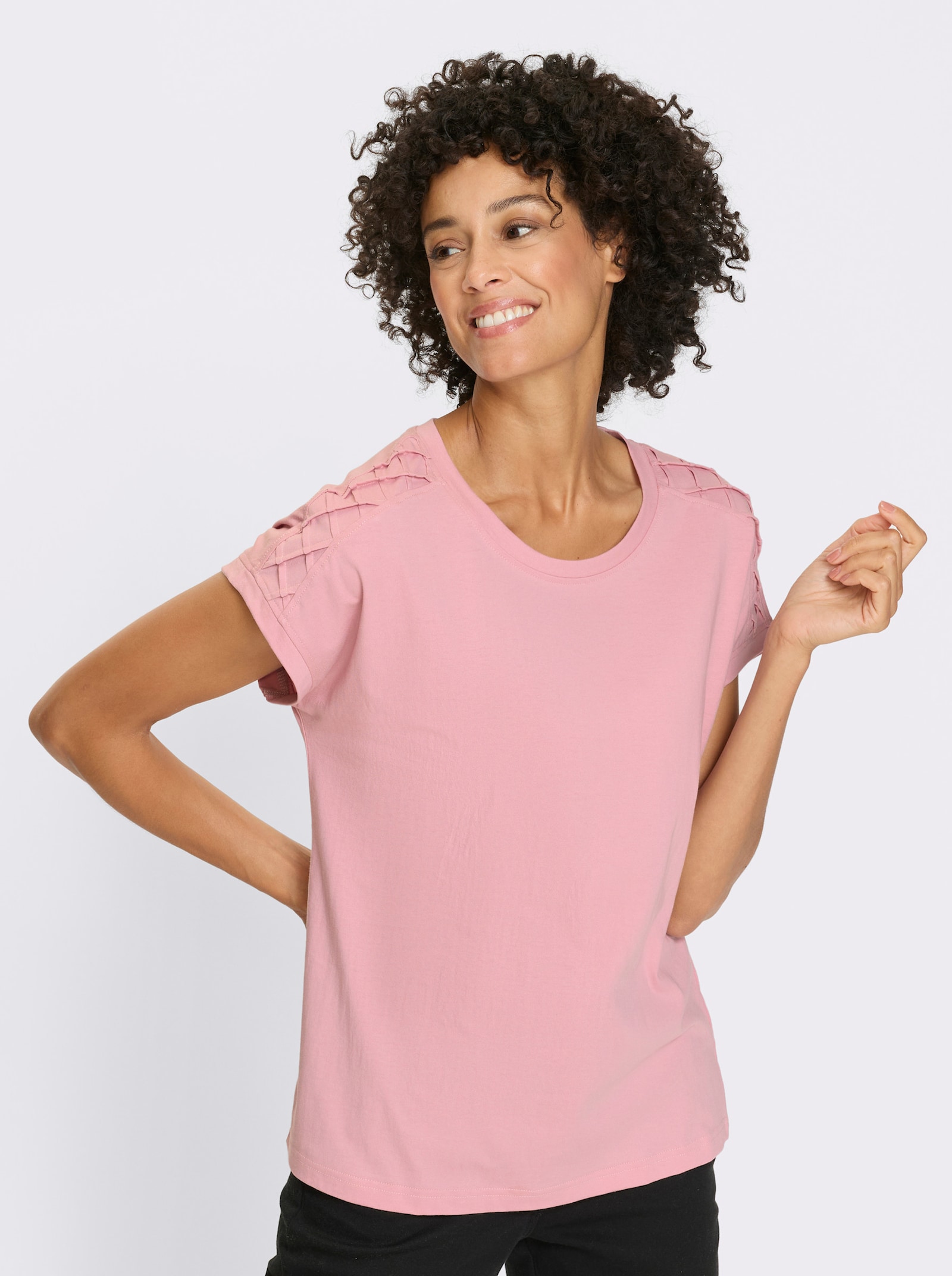 Tričko, okr.výstr., preš.-pepito - svetloružová