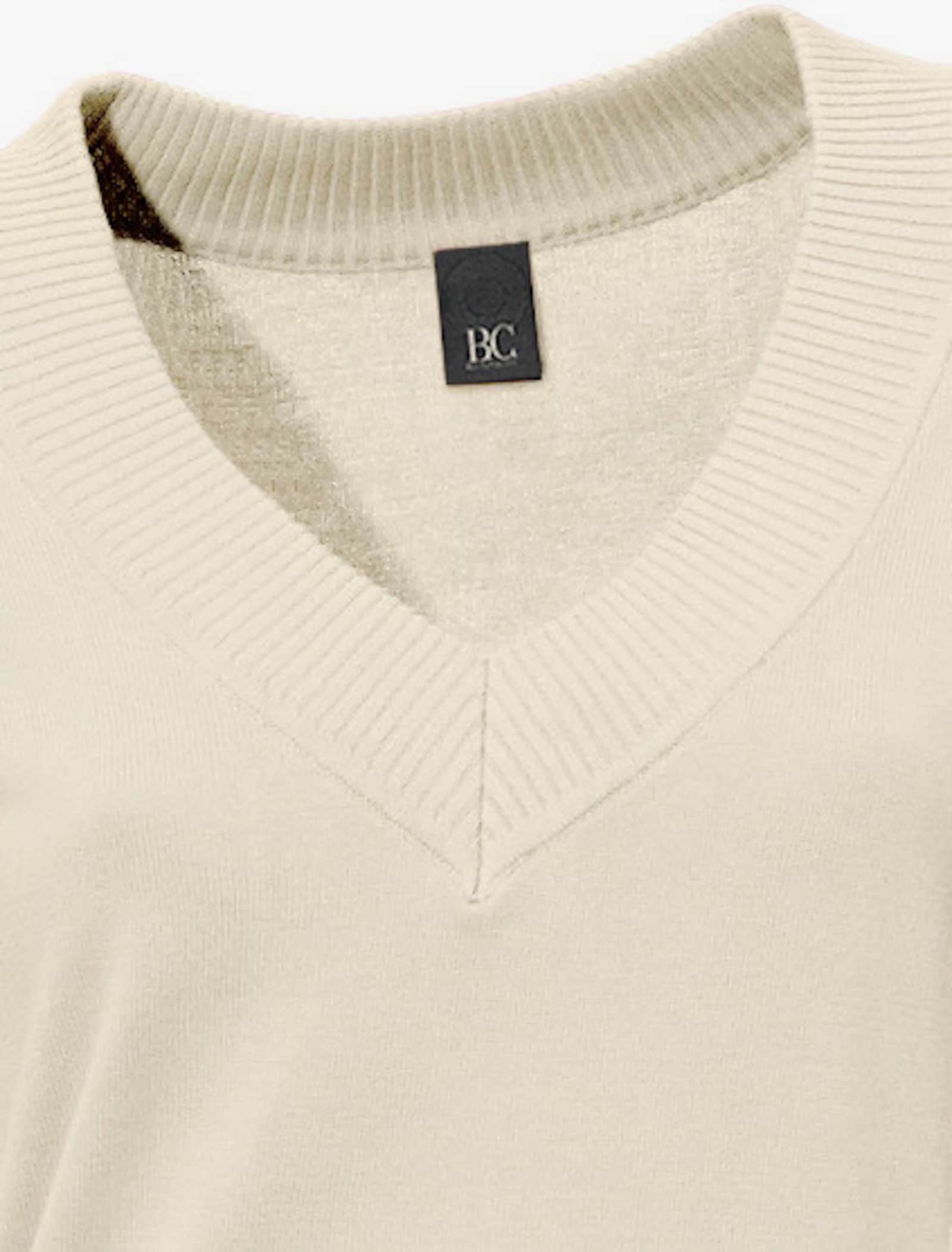 heine V-Ausschnitt-Pullover aus reiner Baumwolle - offwhite