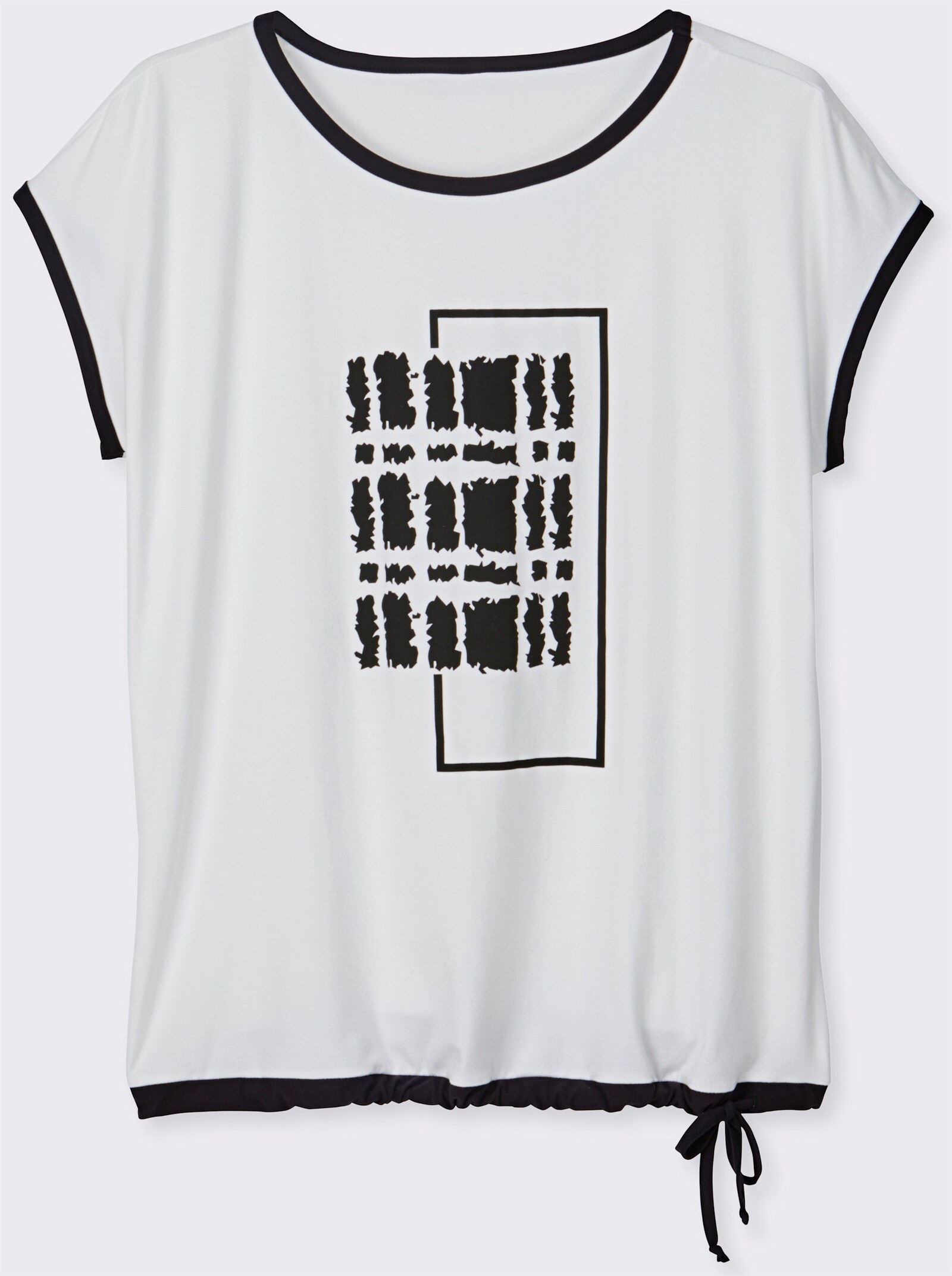 Print-Shirt mit U-Boot-Ausschnitt - ecru