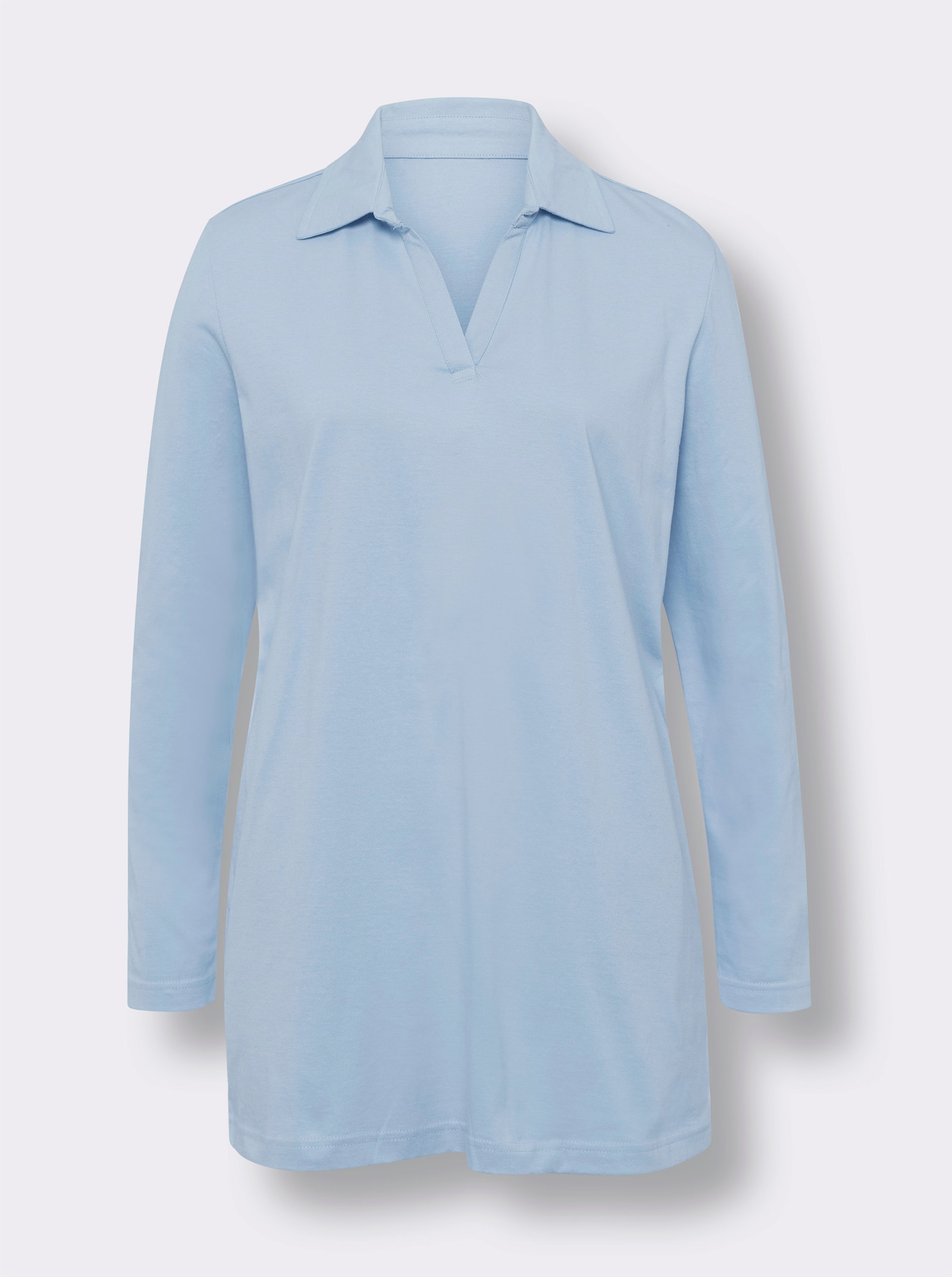 Tričko s dlouhým rukávem a dlouhým střihem - ledová modrá