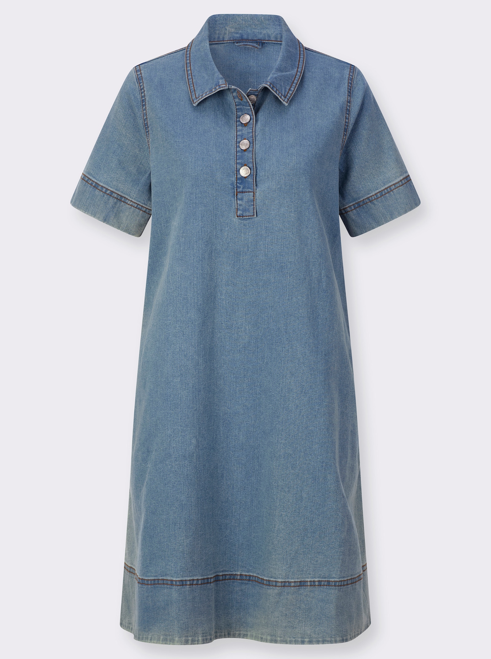 Jeanskleid in figurfreundlicher A-Linie - blue-bleached