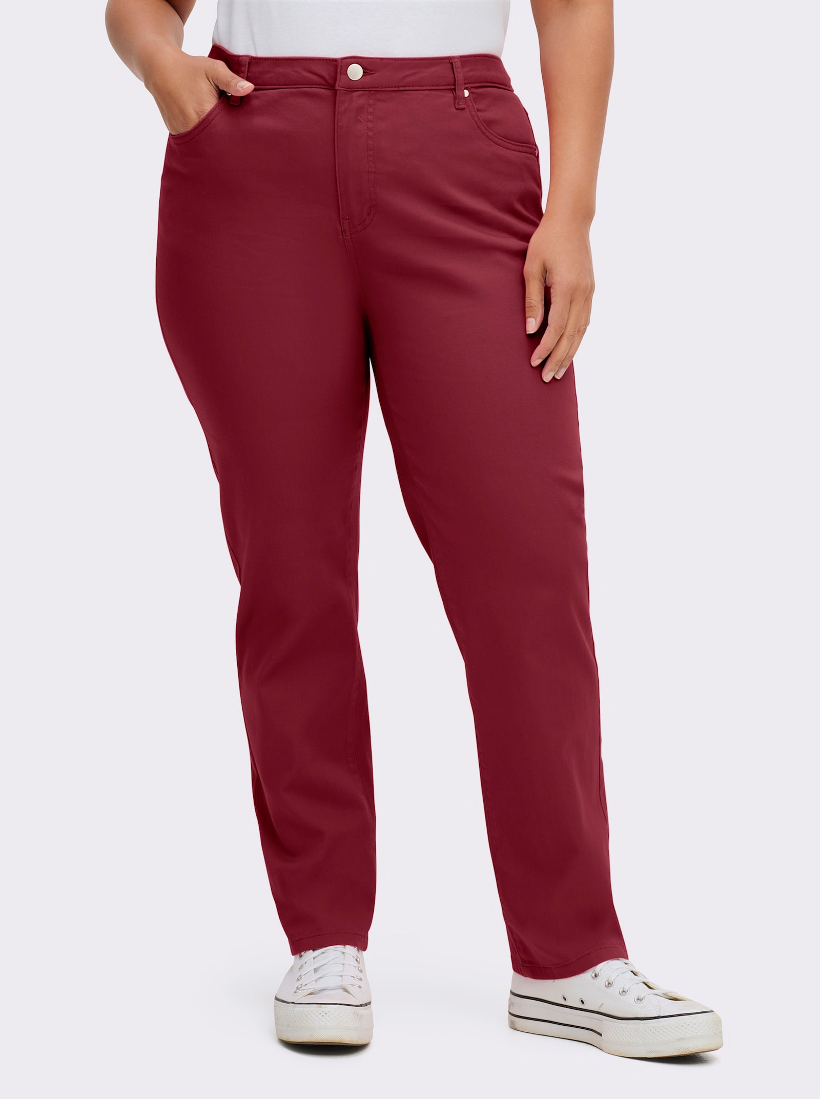 5-Pocket-Jeans mit bestickten Gesäßtaschen - dunkelrot